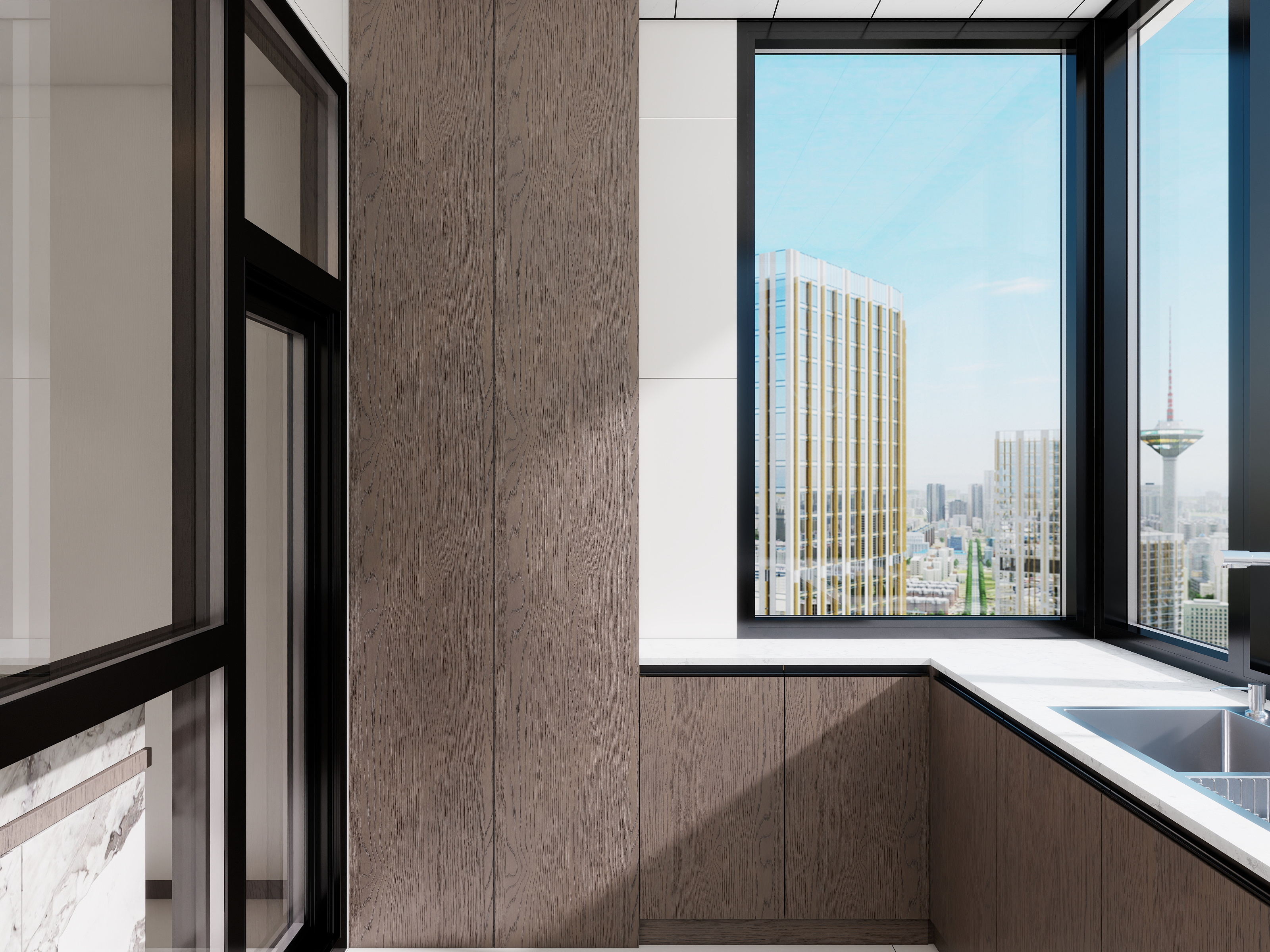 李青越-123方现代风格三居室装修效果图