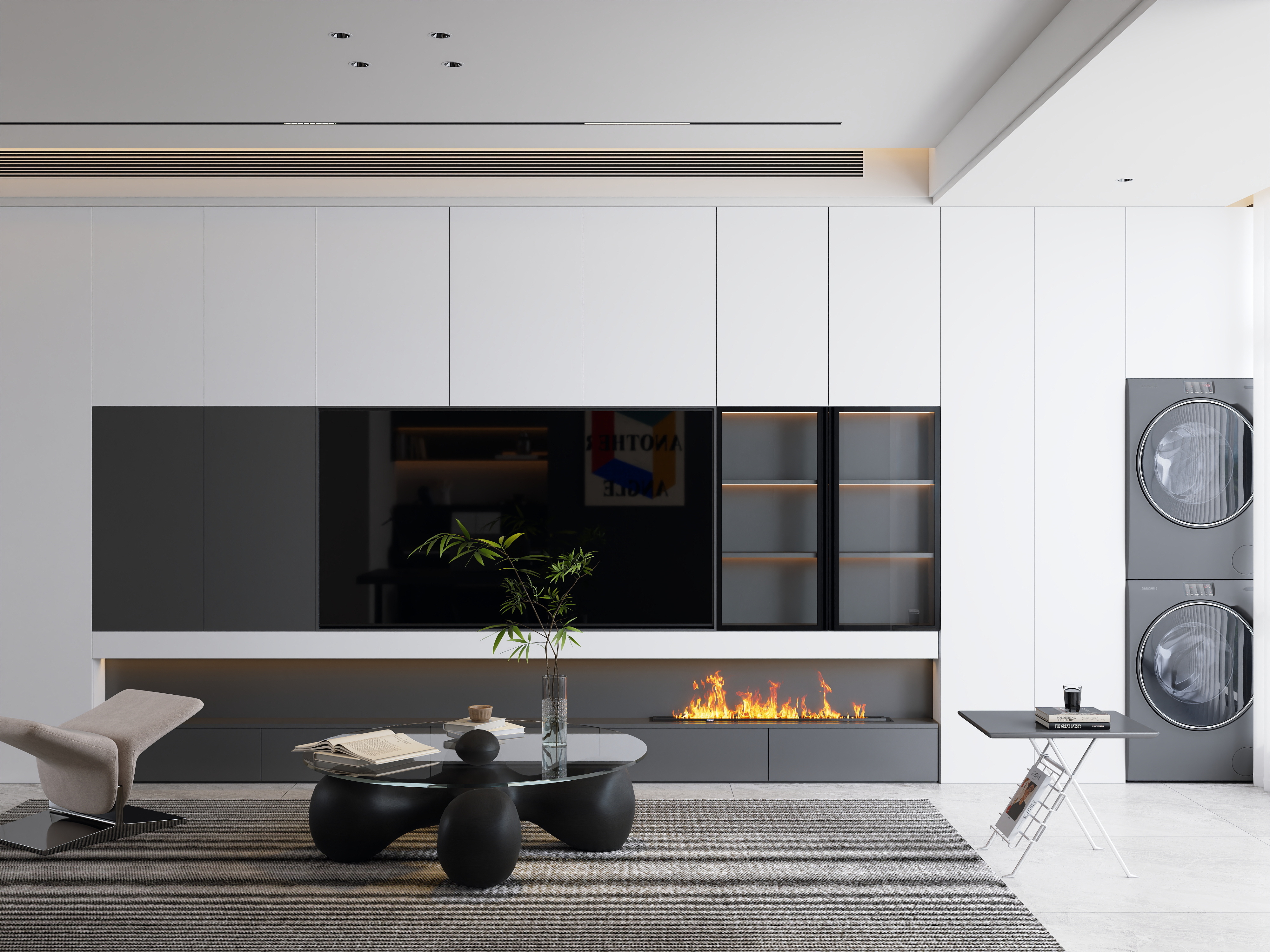 楠乔-现代黑白灰01精装修效果图