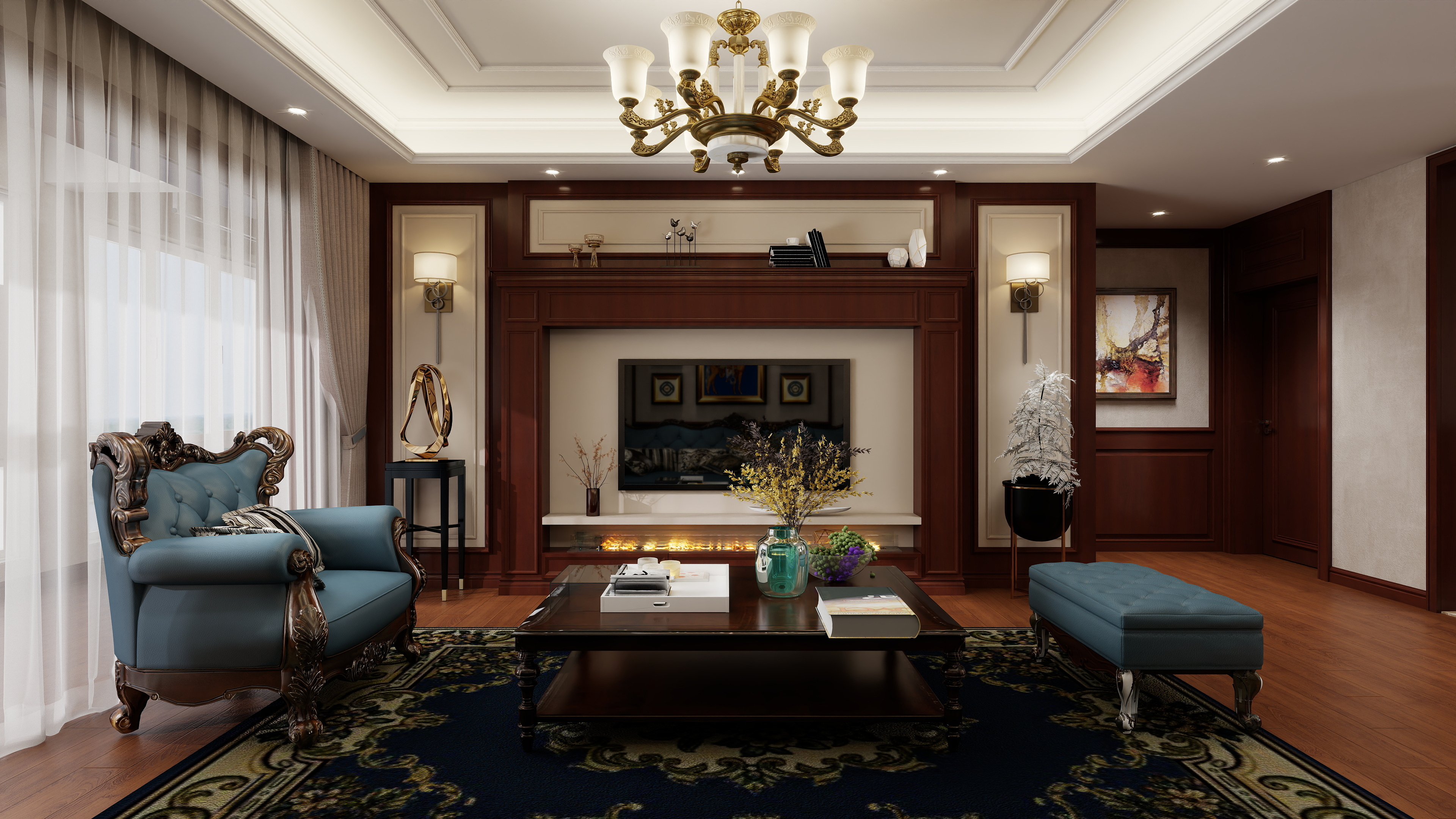 张岩-美式复古120㎡-装修设计方案