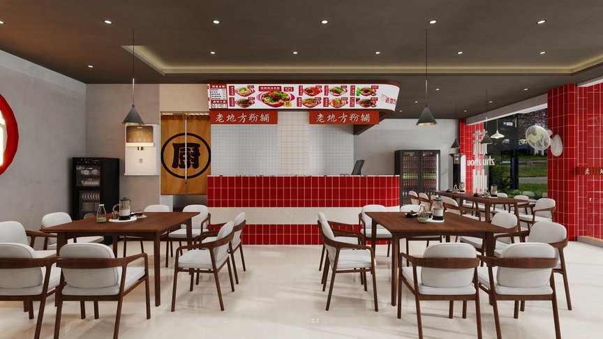 李晓东-现代简约火锅店装修效果图