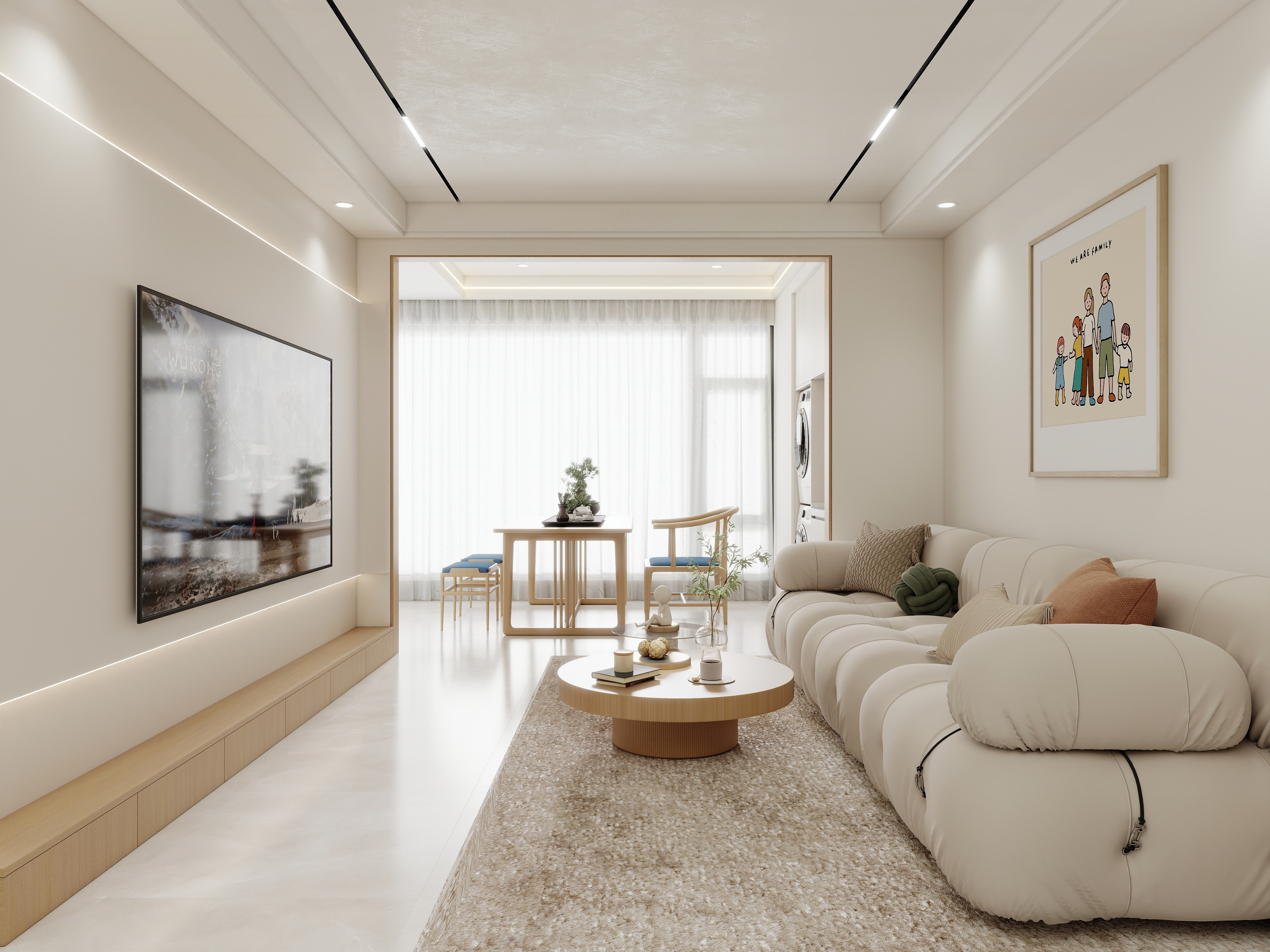 壹诺设计工作室-97㎡3室-奶油风装修效果图