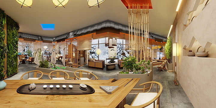 一观涛设计工坊一-南湖CBD一层疗愈茶空间-装修设计方案