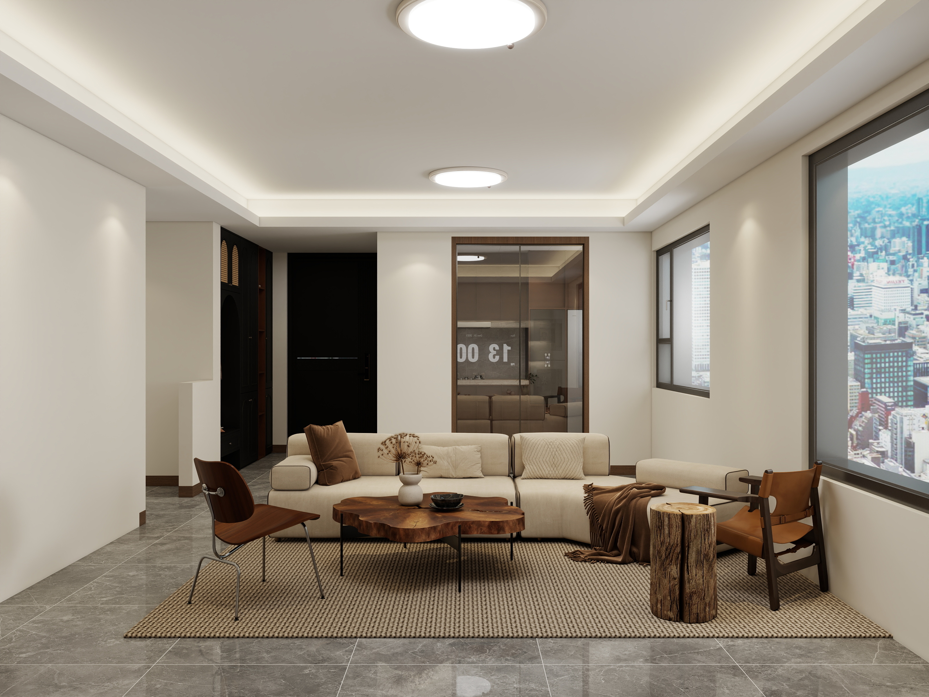 李青越-76方中古风格两居室装修效果图