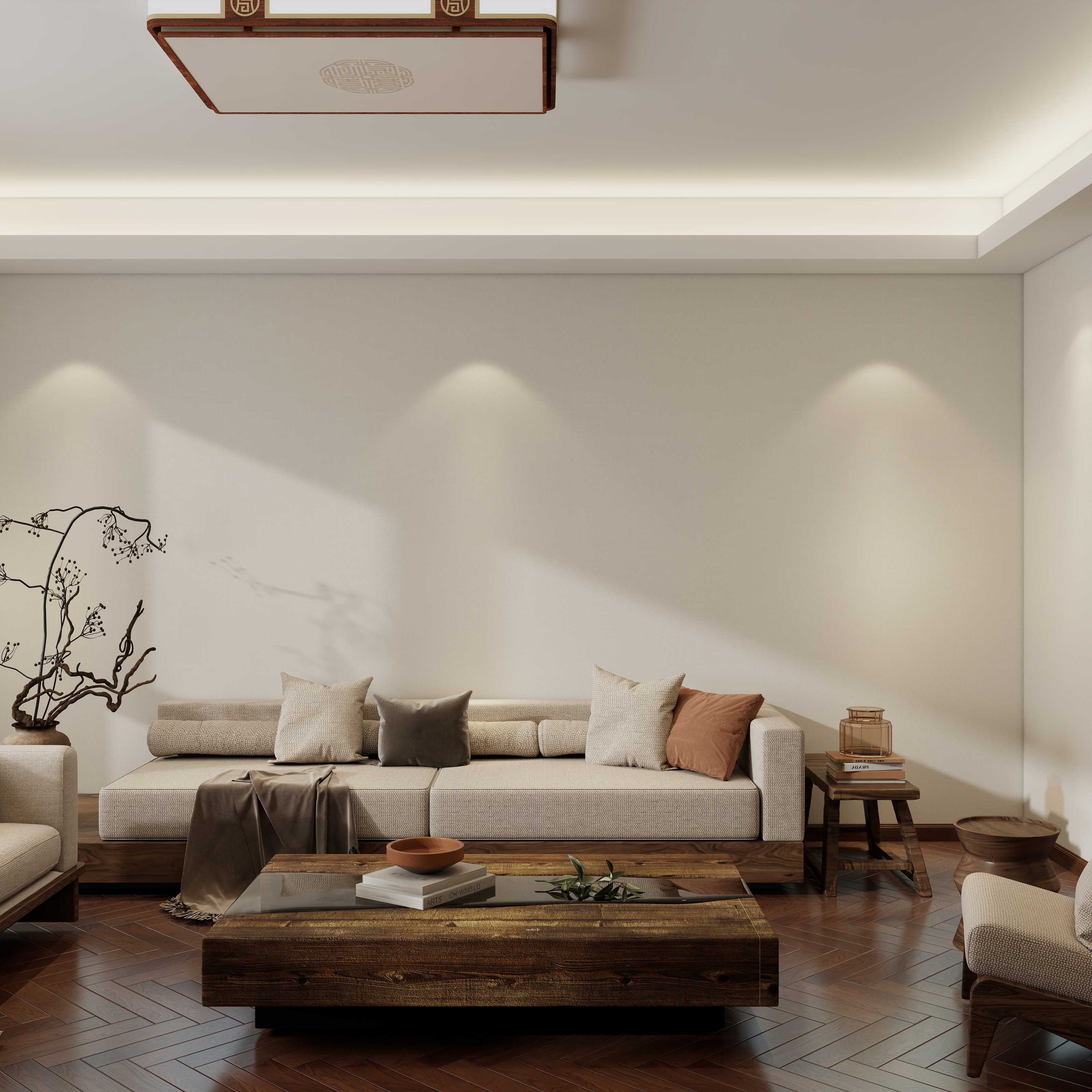 李青越-125方中式风格两居室装修效果图