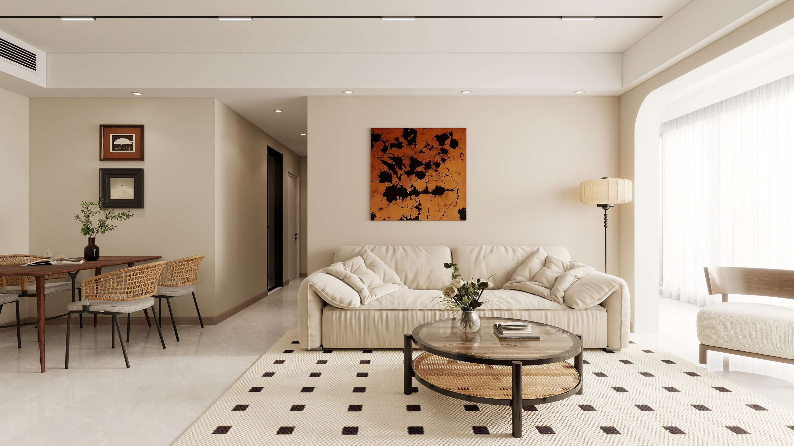 在线设计方案-93平方中古风-装修设计方案