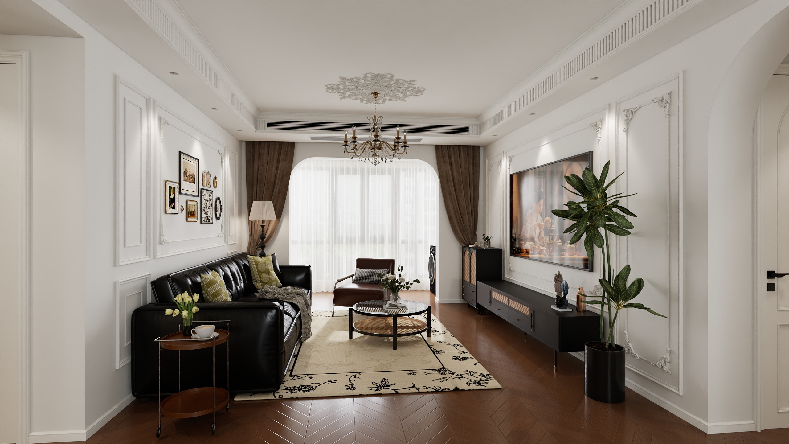 Mr.Zhou设计空间-法式中古风118㎡3室装修效果图