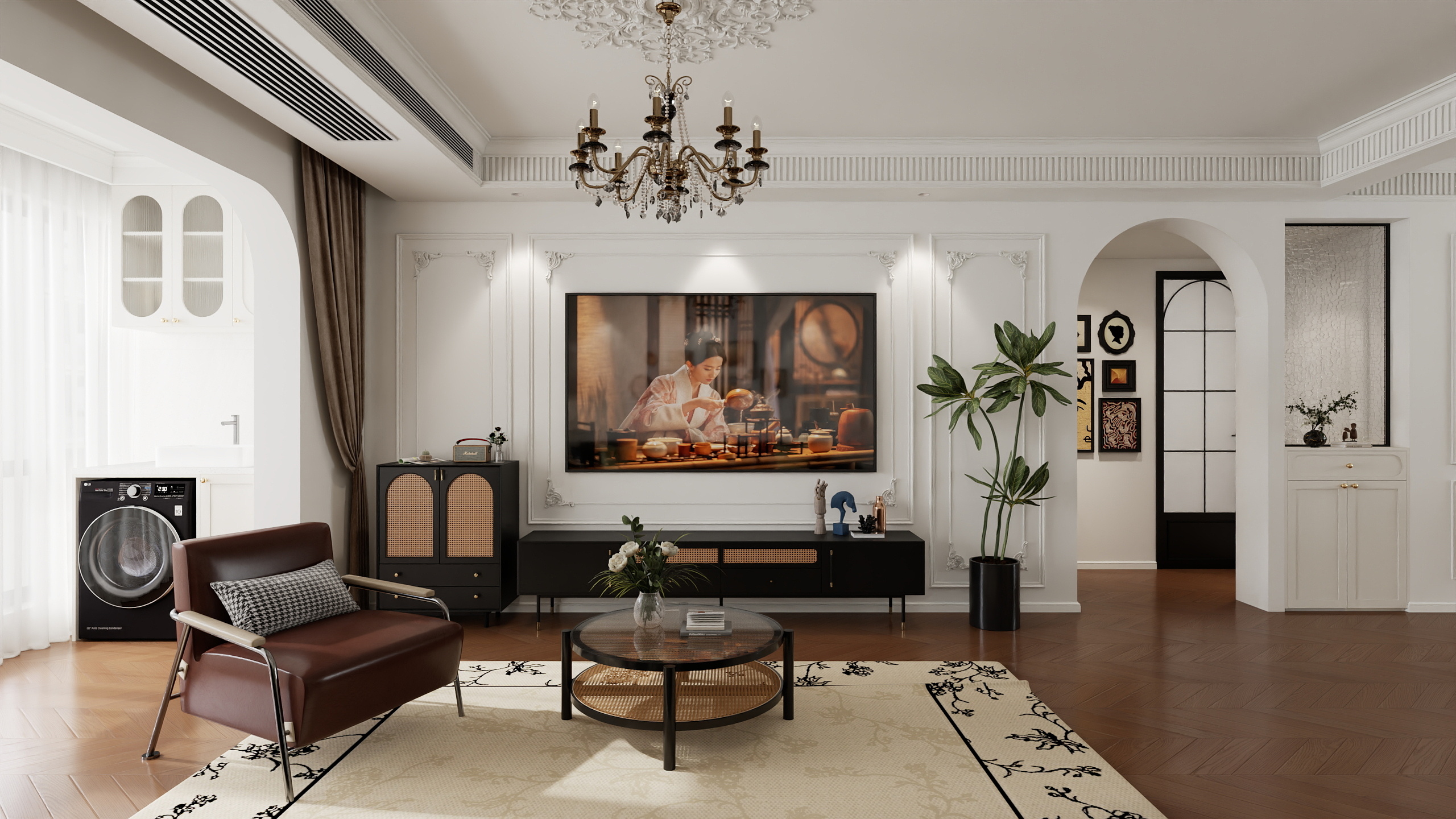 Mr.Zhou设计空间-法式中古风118㎡3室装修效果图