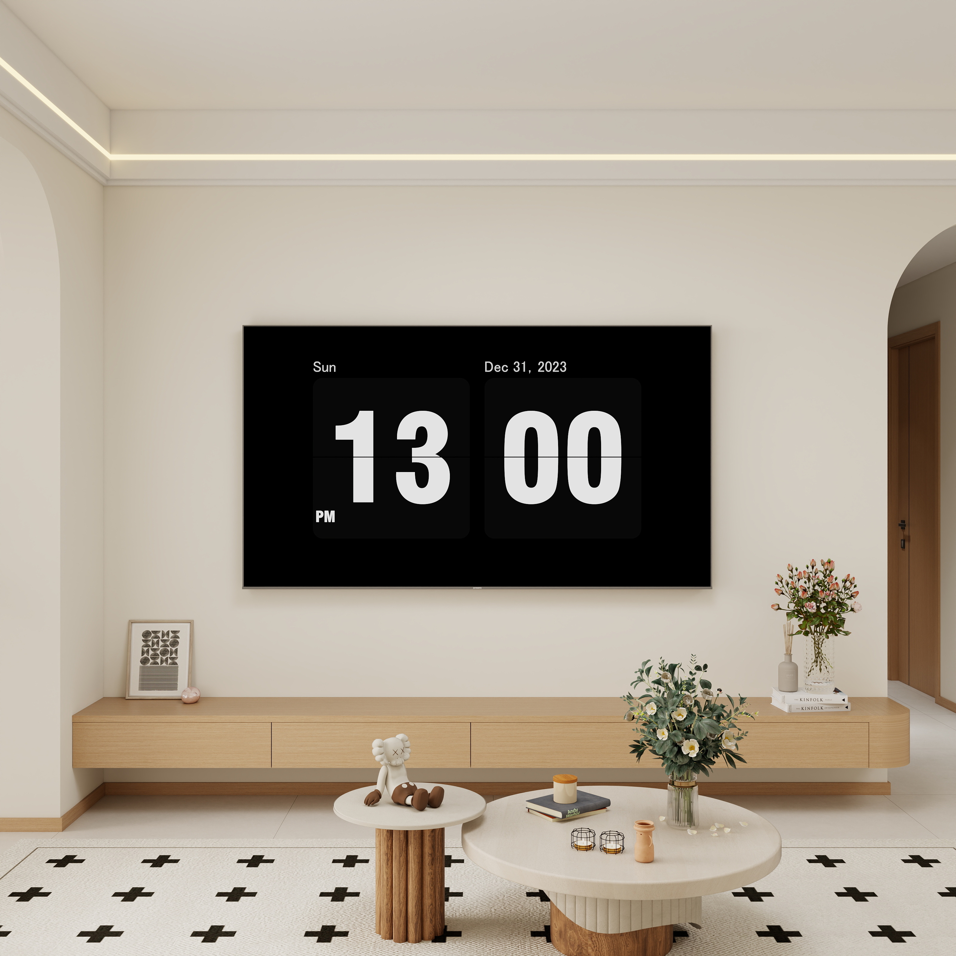 李青越-100平方现代奶油三居室装修效果图