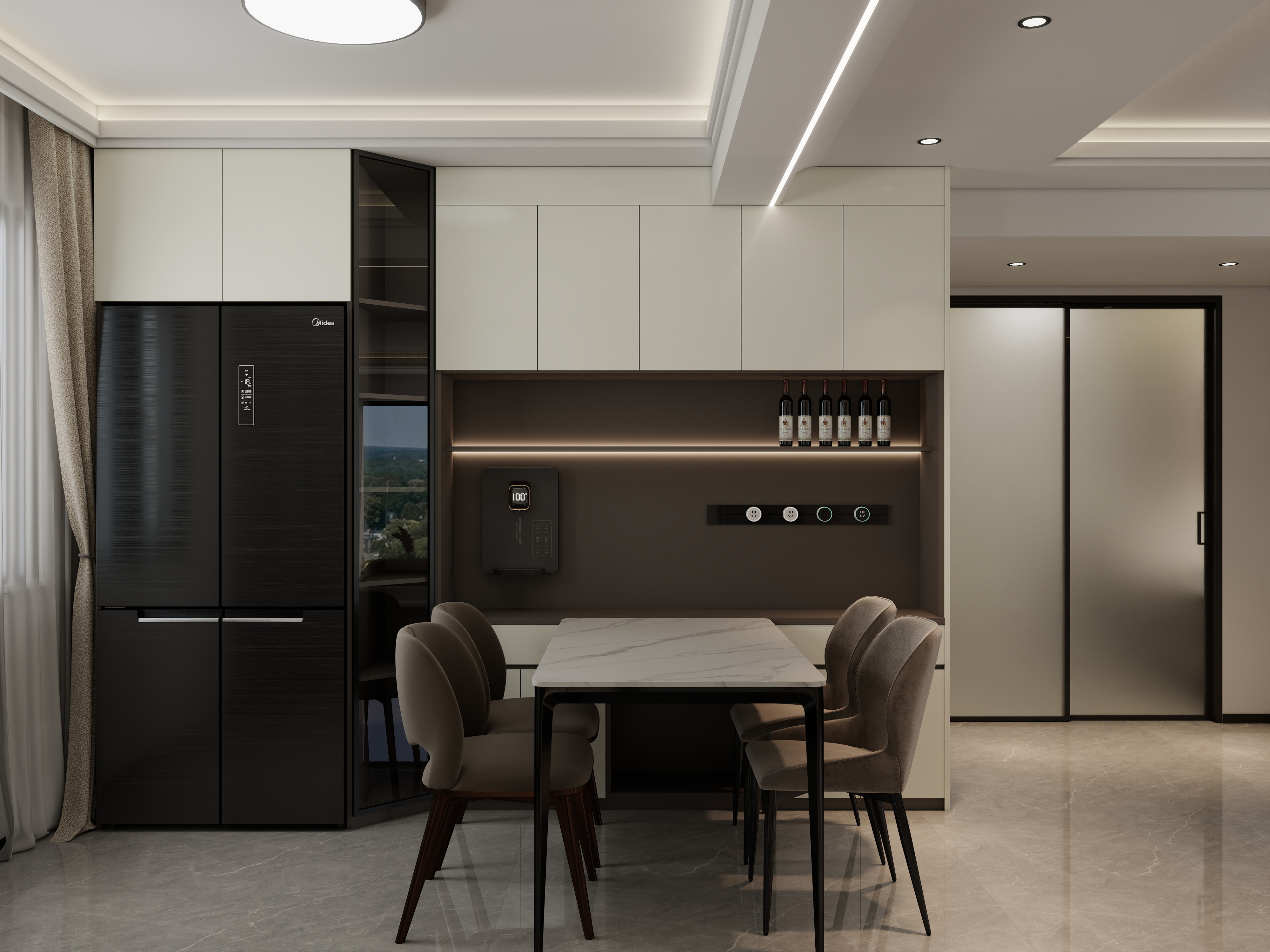 设计师石宏月-金辉优步湖畔黑白灰现代风3室2厅1厨2卫-装修设计方案