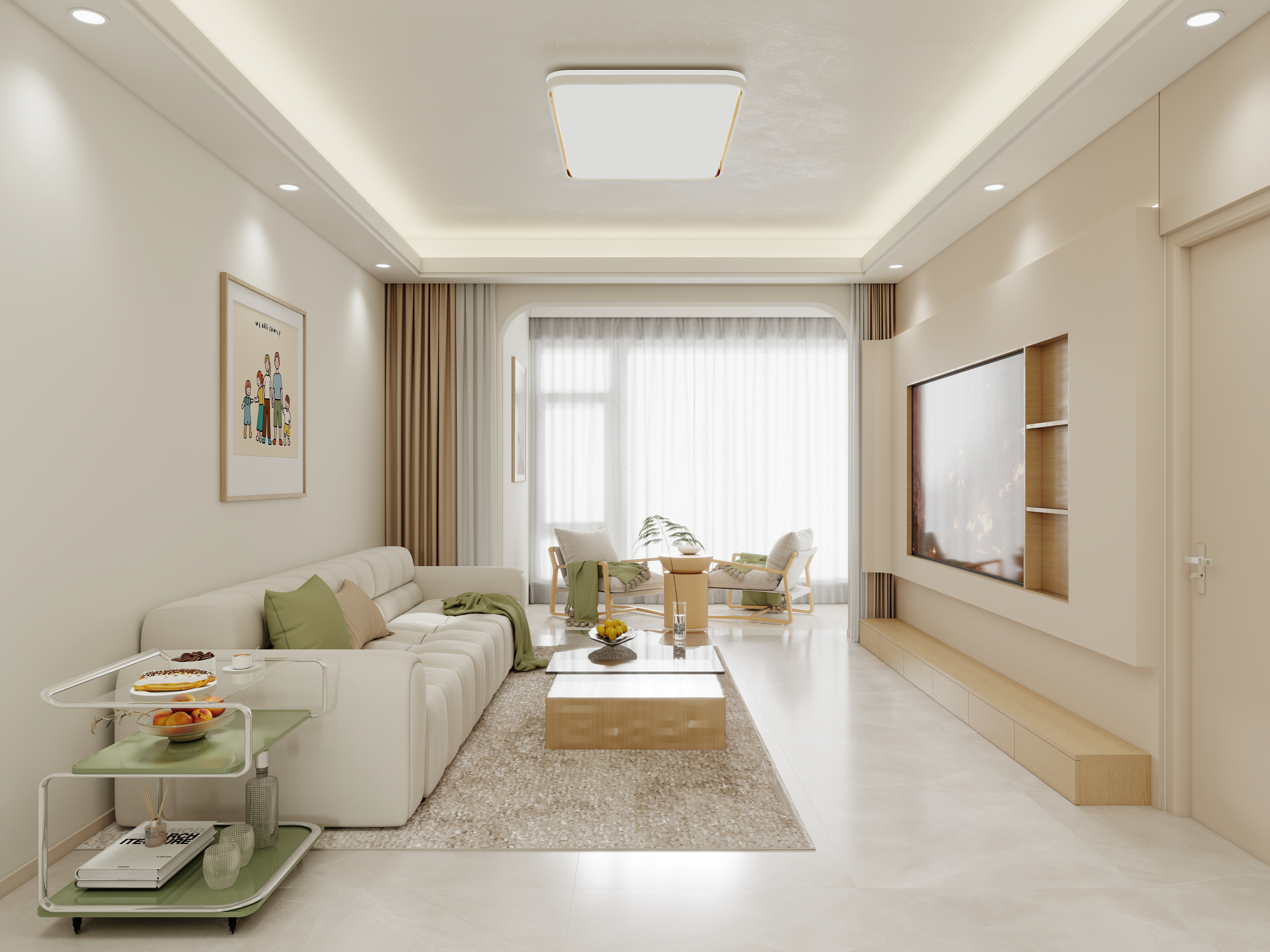 壹诺设计工作室-116㎡3室-原木奶油风装修效果图