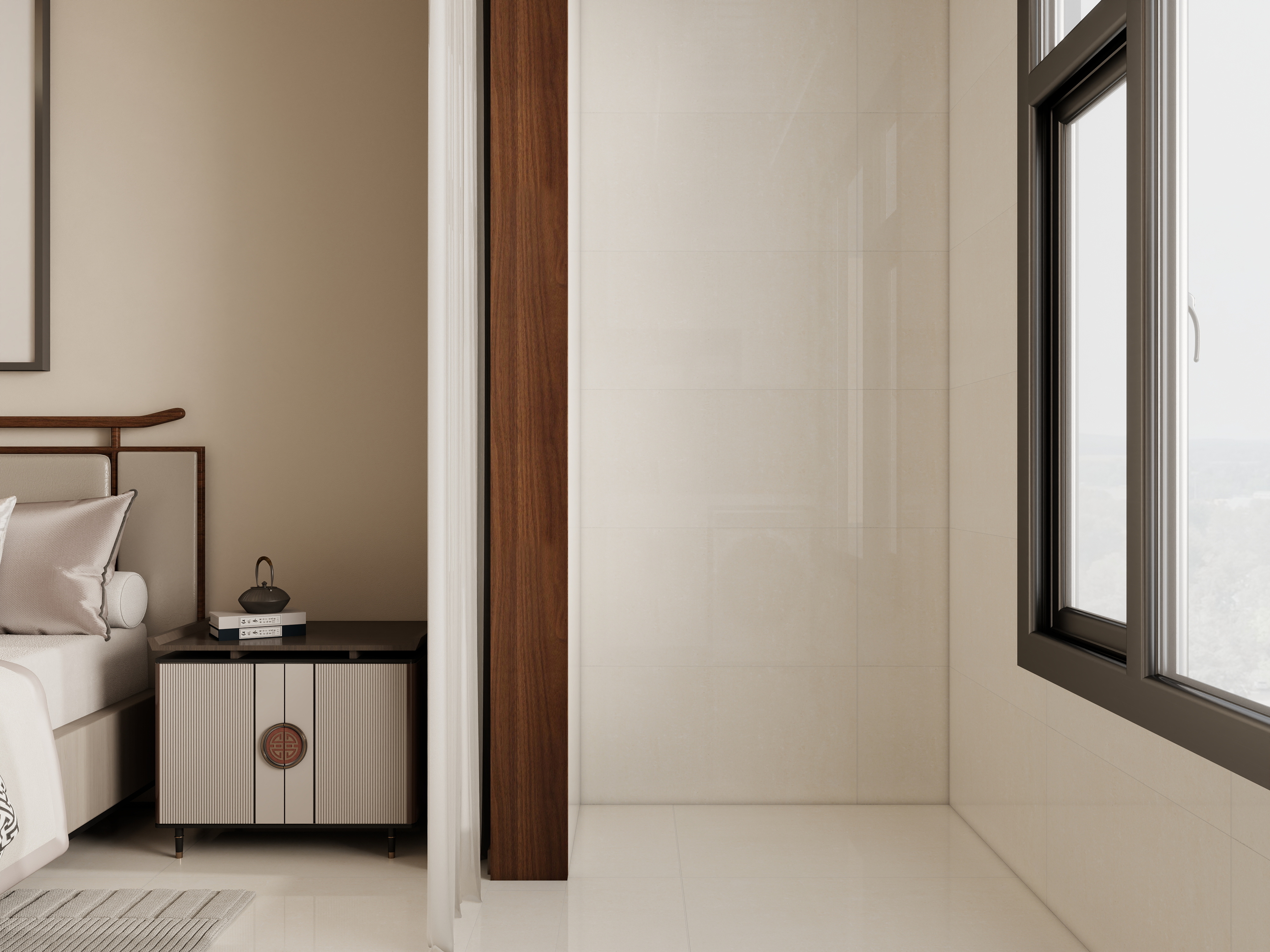 庄育霖-天伦华府100平新中式3室装修效果图