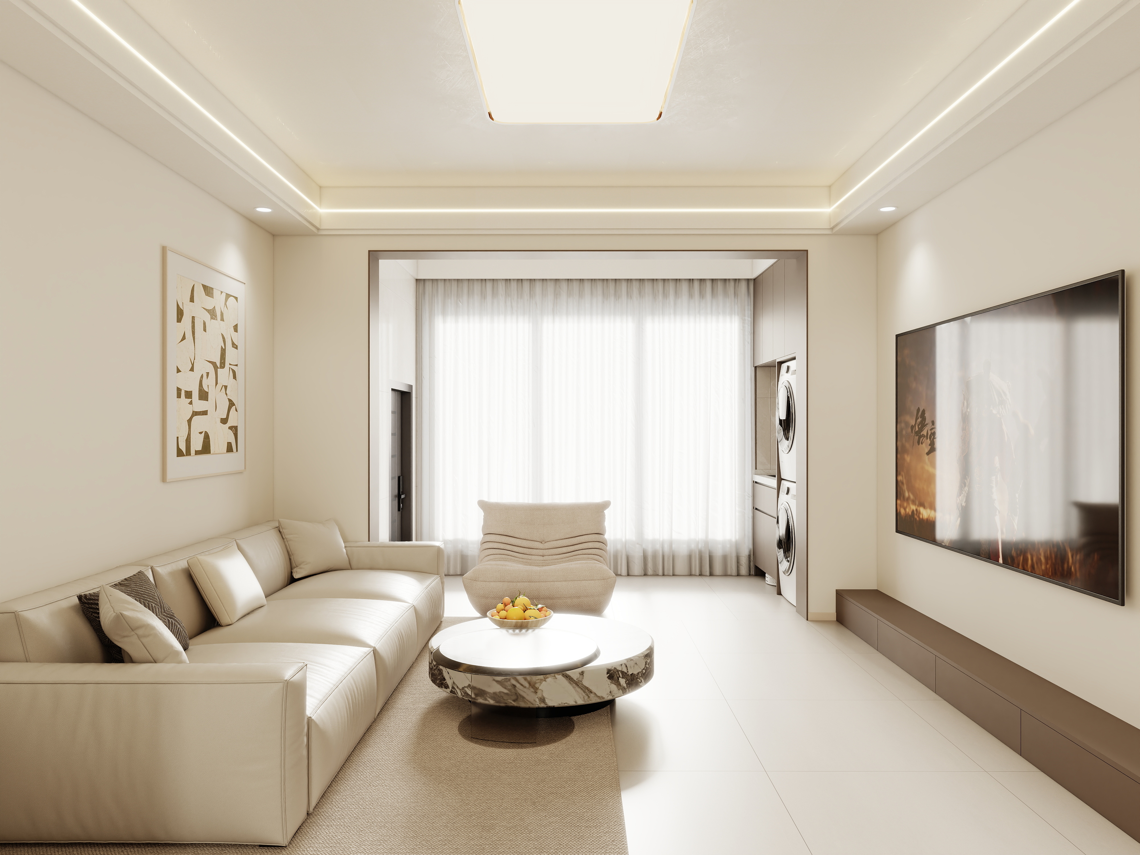 壹诺设计工作室-120㎡3室-现代简约装修效果图