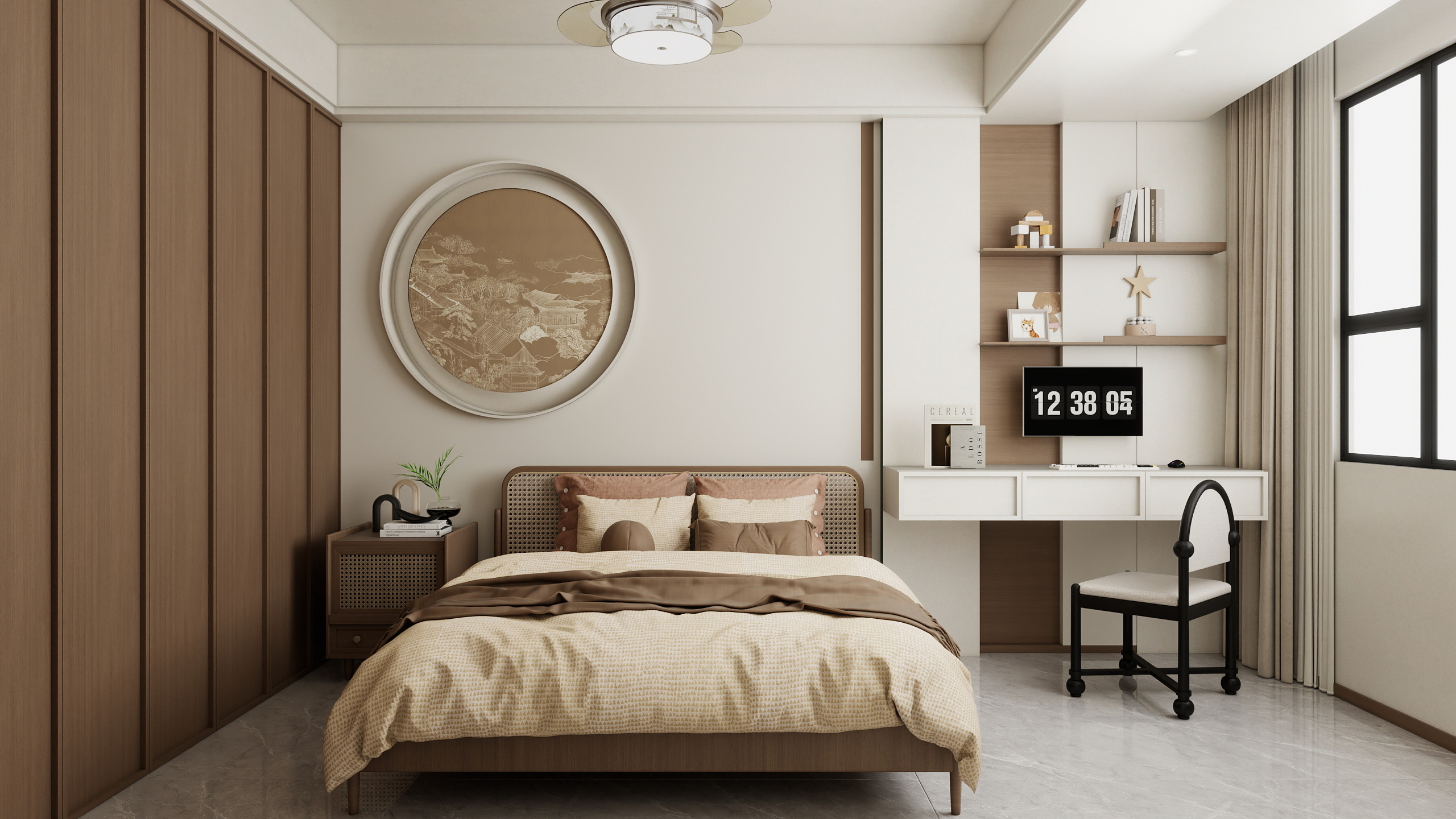 Jerry-空间设计-新中式两室两卫装修效果图