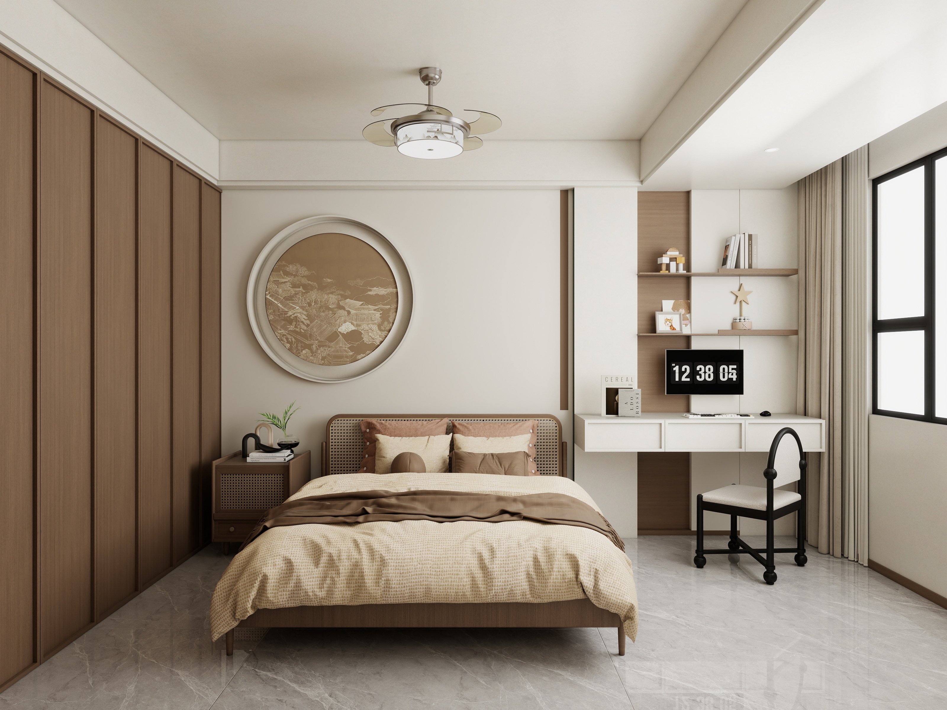 Jerry-空间设计-新中式两室两卫装修效果图