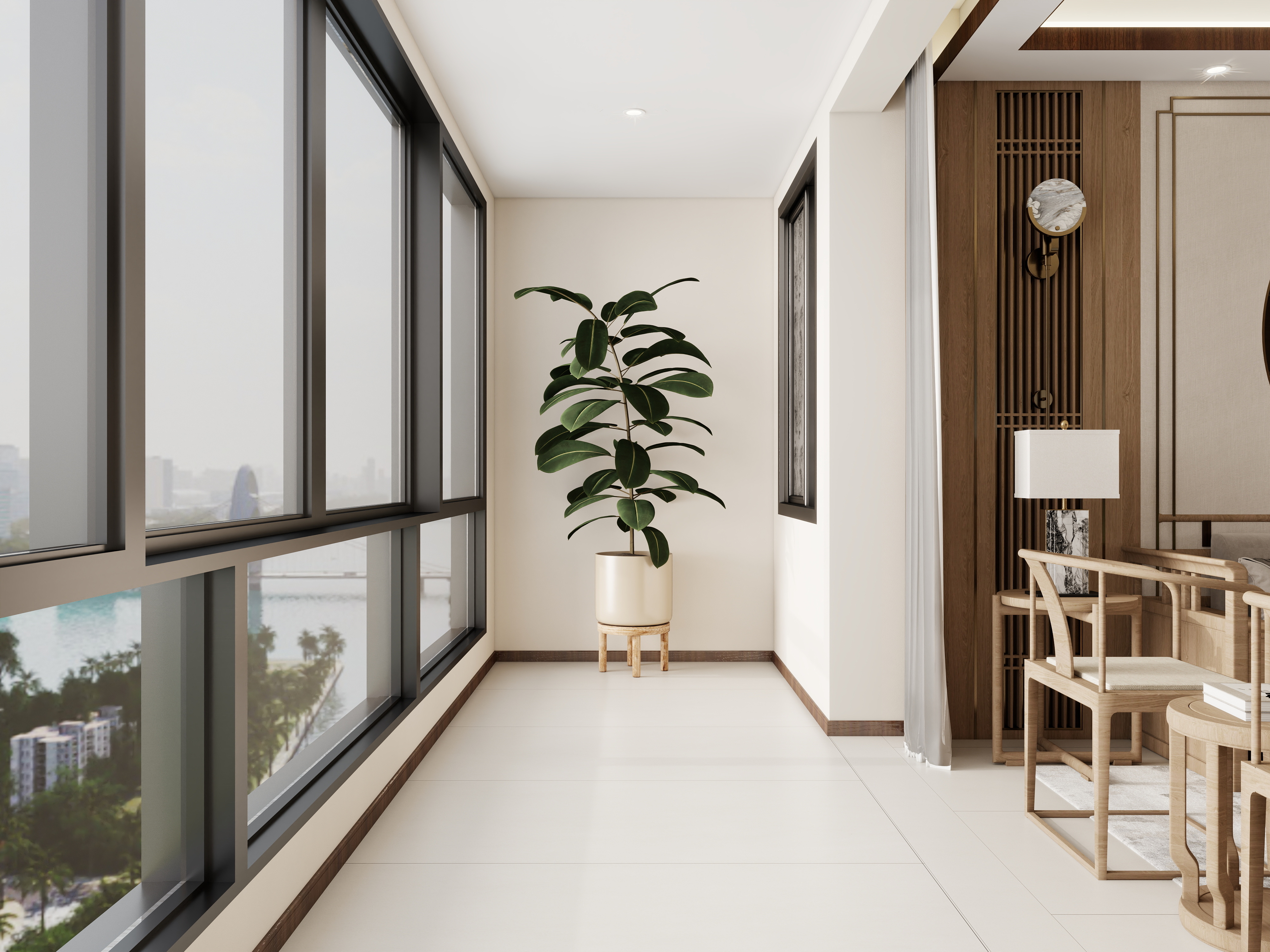 庄育霖-国际花都102平新中式3室装修效果图