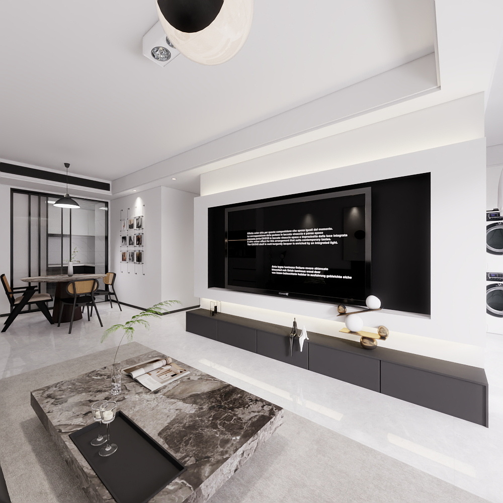 明德饰家设计孙清-黑白灰极简风装修效果图