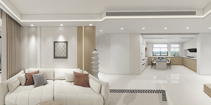 金城装饰设计师-润安揽月府 1-1-601-奶油中古-装修设计方案