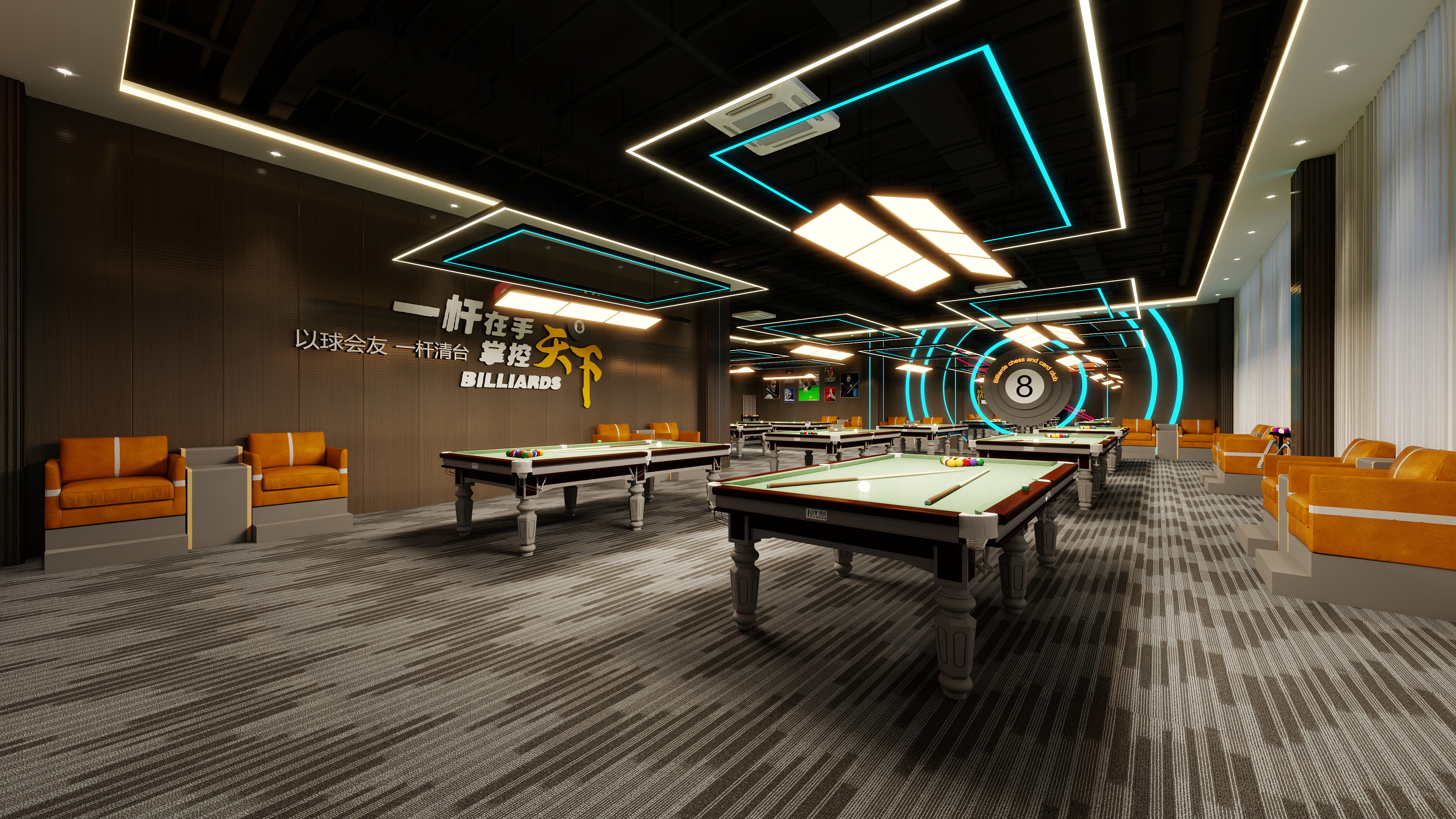 张岩-300㎡台球棋牌室-装修设计方案