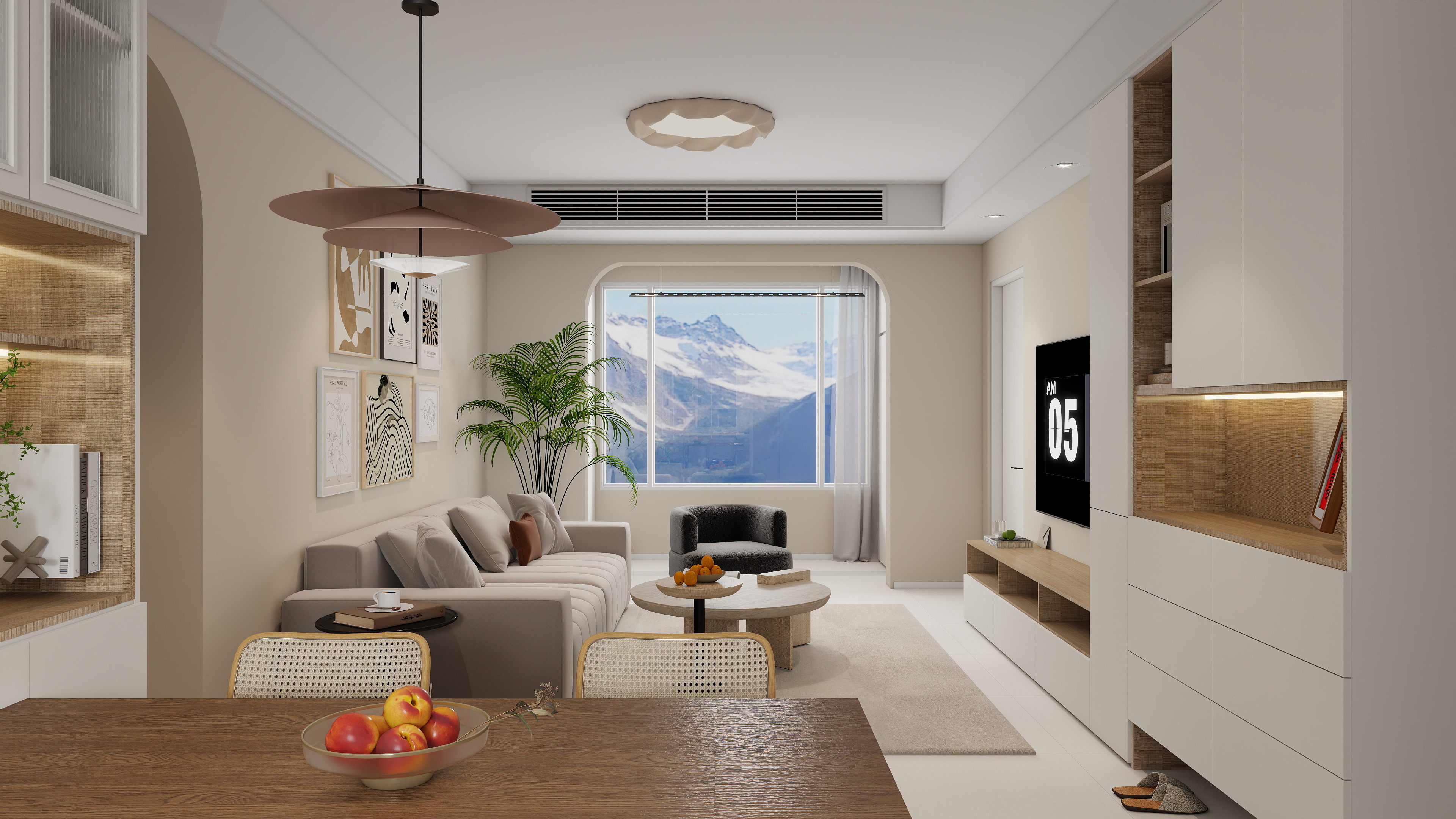 胖头鱼设计-锦绣大家奶油原木风110㎡三室-装修设计方案