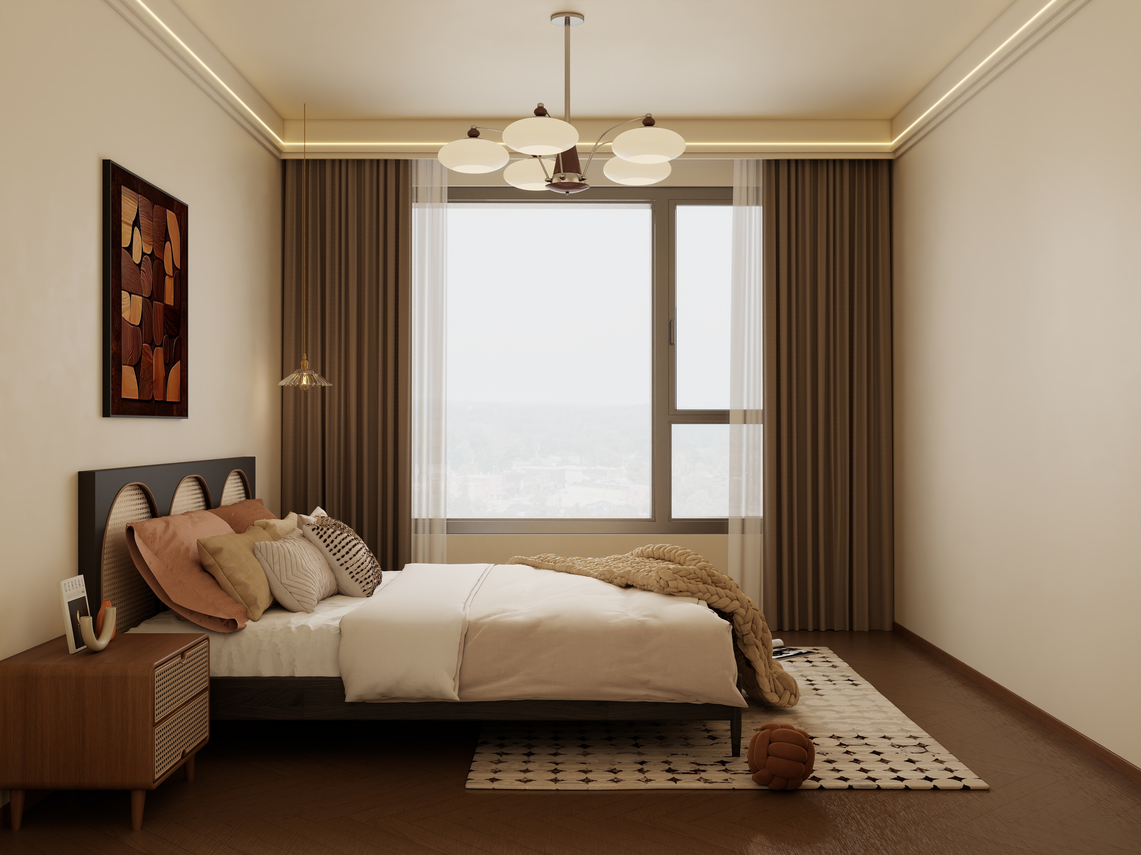 庄育霖-博达嘉园89平中古风2室装修效果图