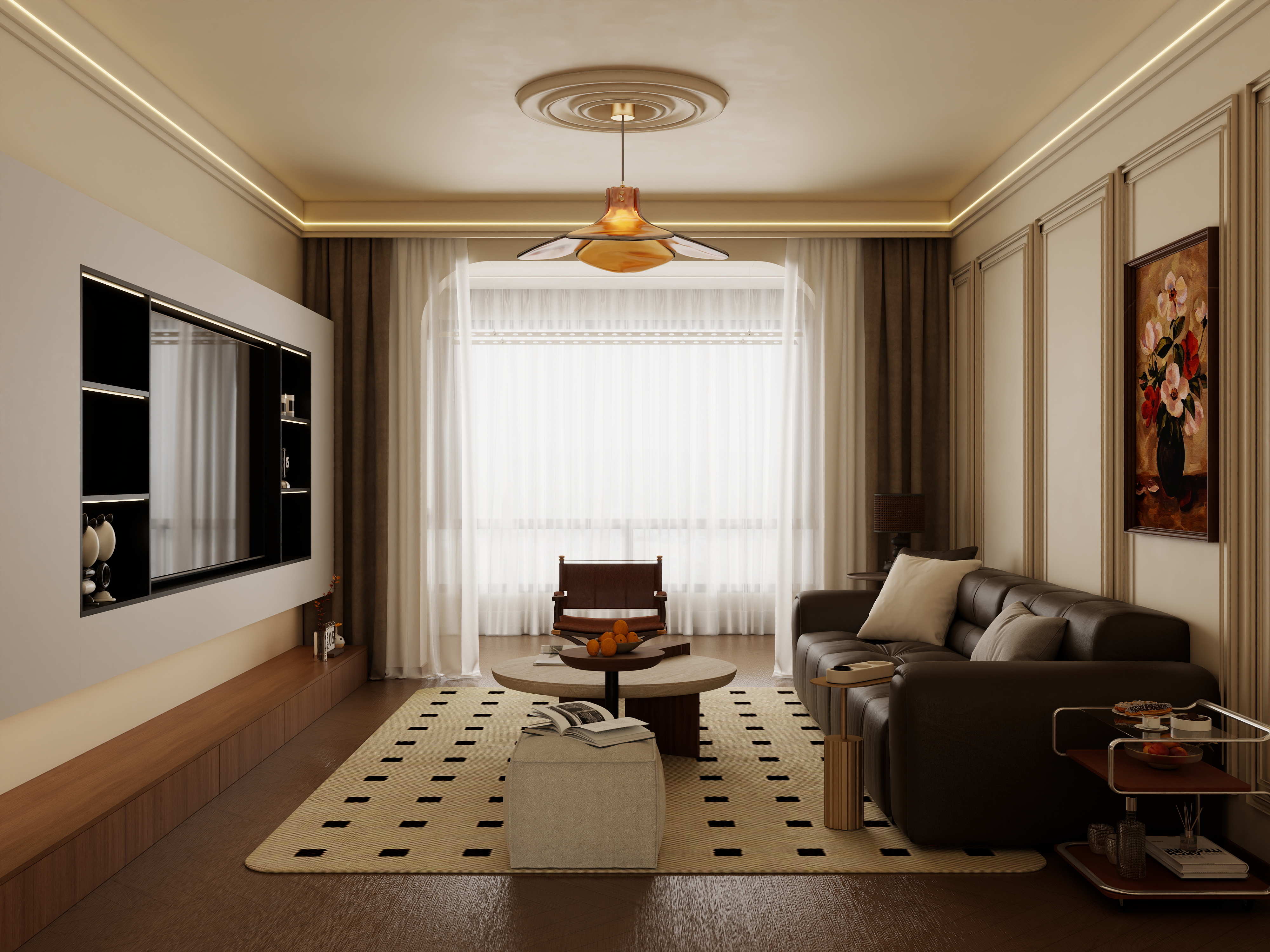 庄育霖-博达嘉园89平中古风2室装修效果图