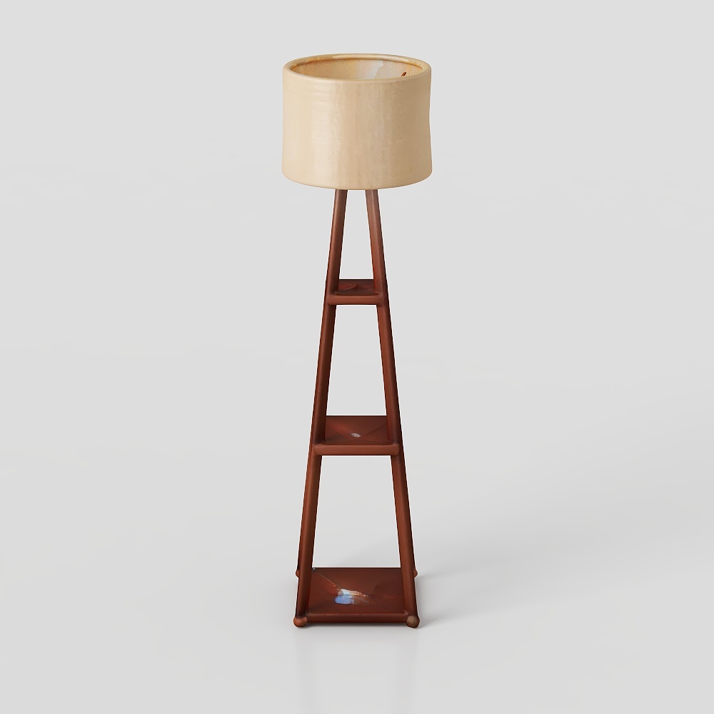 Tripod Wooden Storage Floor Lamp3D模型