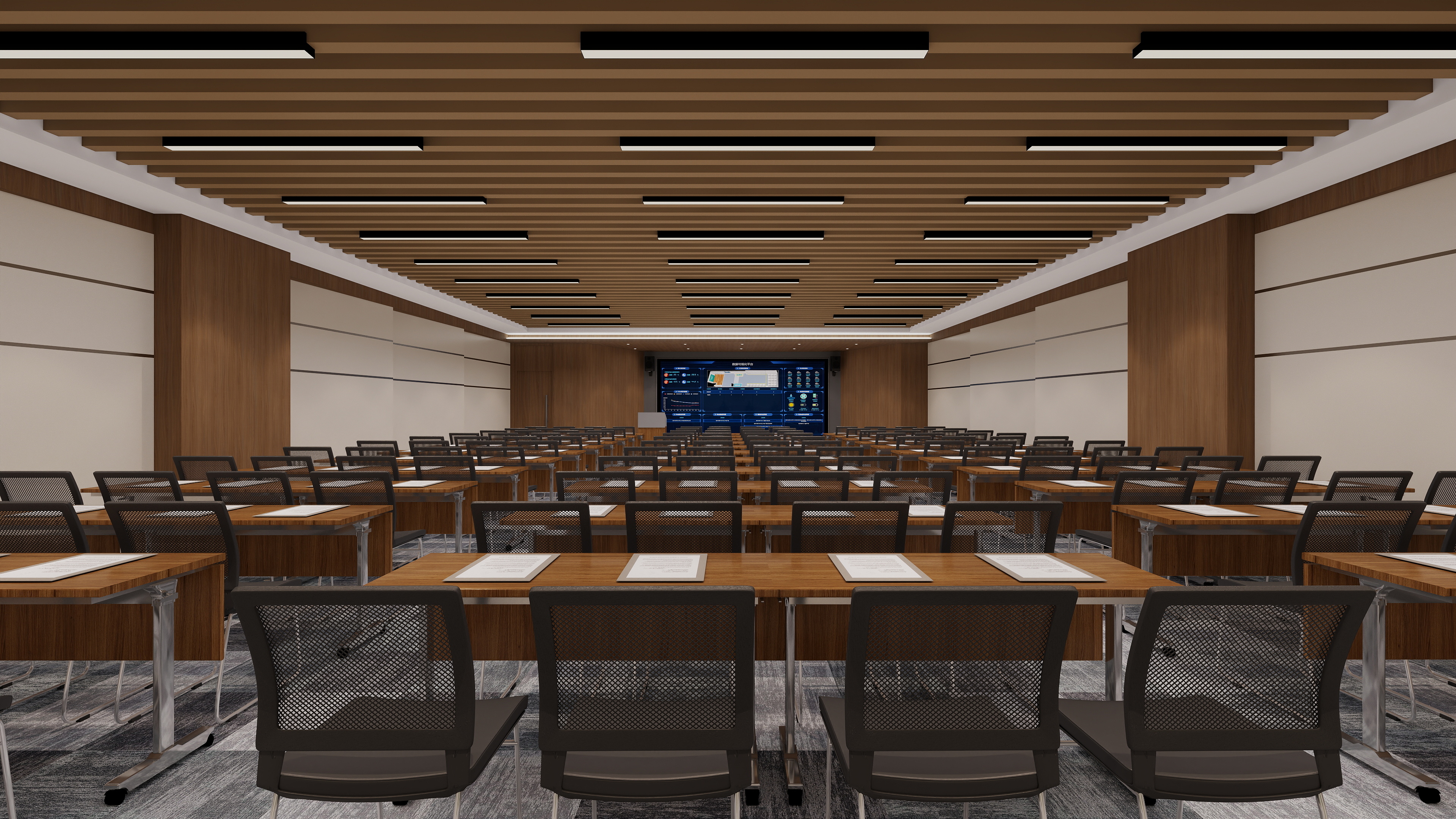 胖头鱼设计-新恒富大厦原木250㎡会议室-装修设计方案