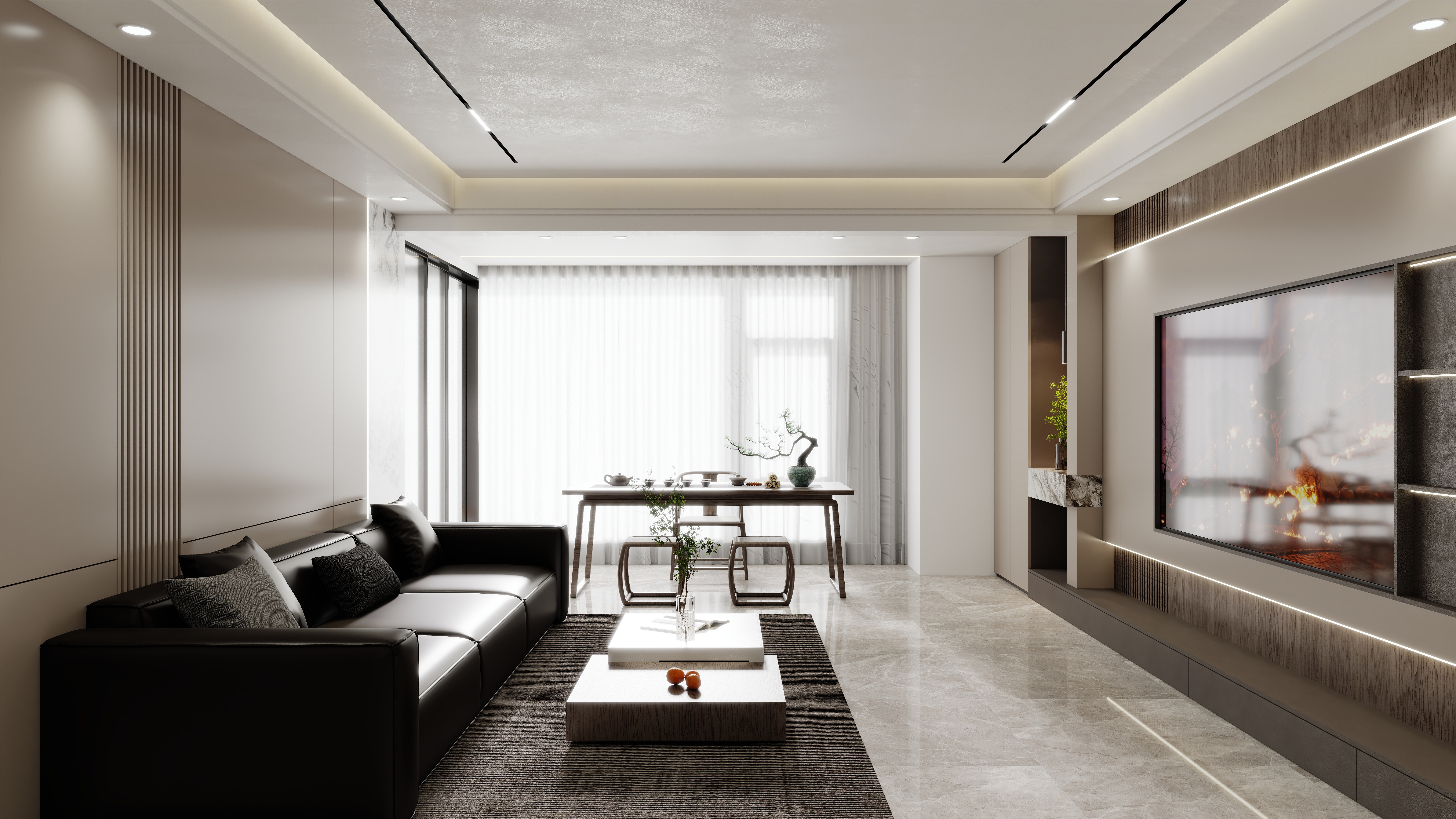 壹诺设计工作室-128㎡3室-现代意式装修效果图