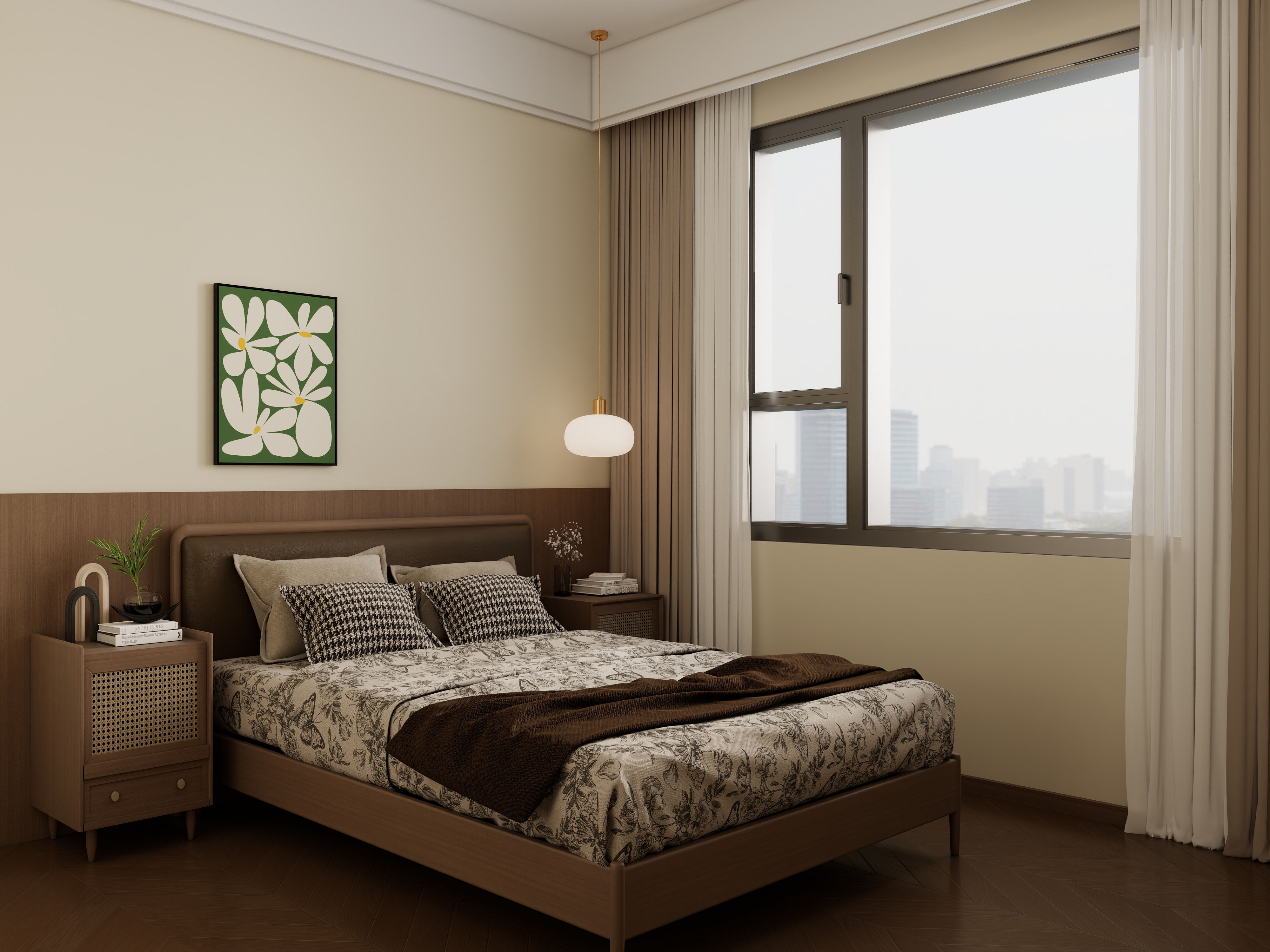 庄育霖-明玥春江94平原木中古风3室装修效果图