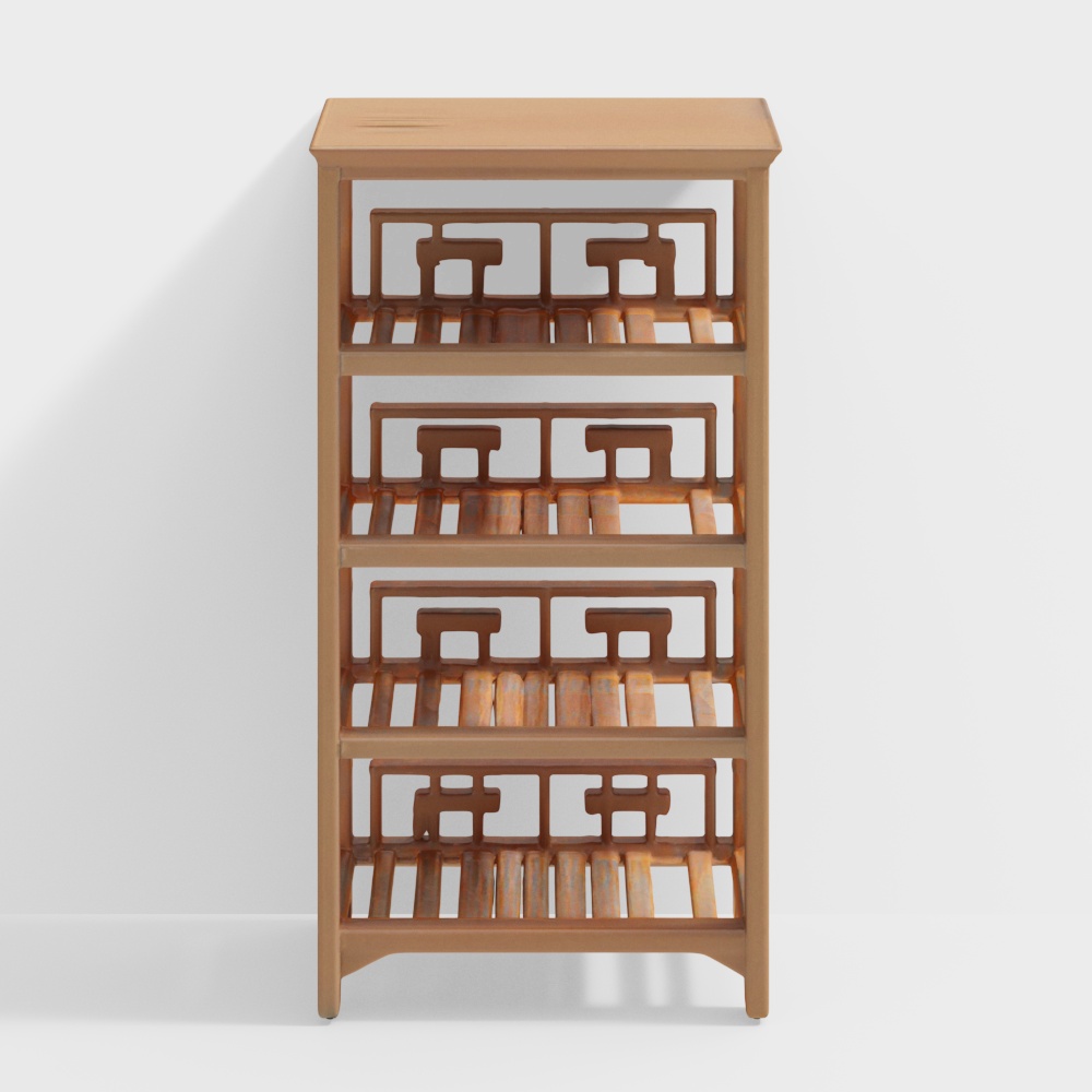 Enid Solid Wood Bookshelf in Amber Walnut3D模型