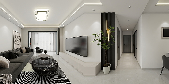 宵尧设计-青龙花园7栋现代黑白灰-装修设计方案