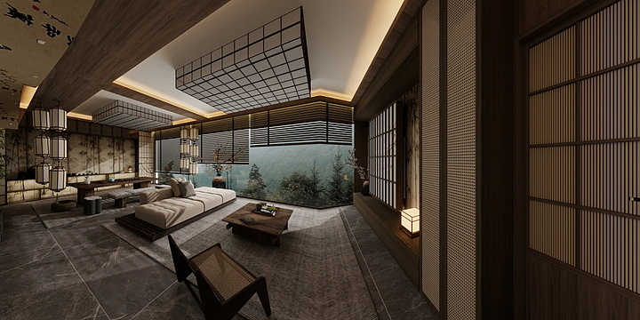 leer3232-版纳-----宋代美学茶叶直播展厅-装修设计方案