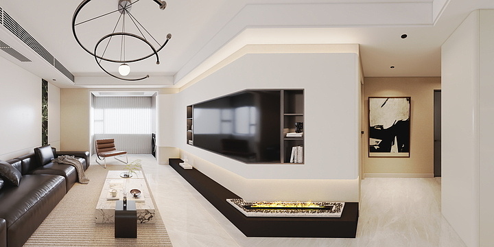 海创背景墙-茶白灰-装修设计方案