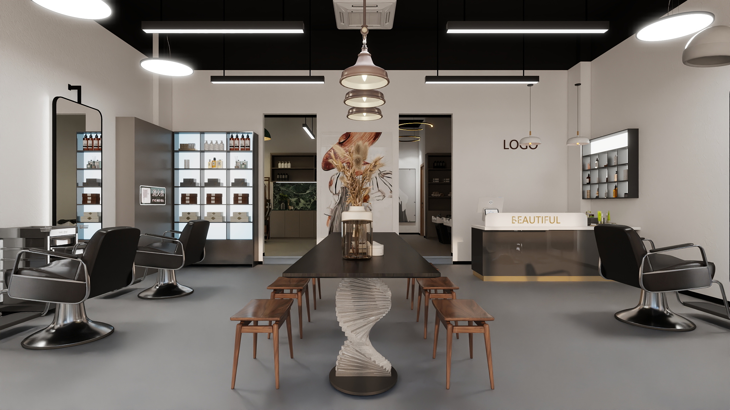 全案赵胜作品-海安初色沙龙-装修设计方案