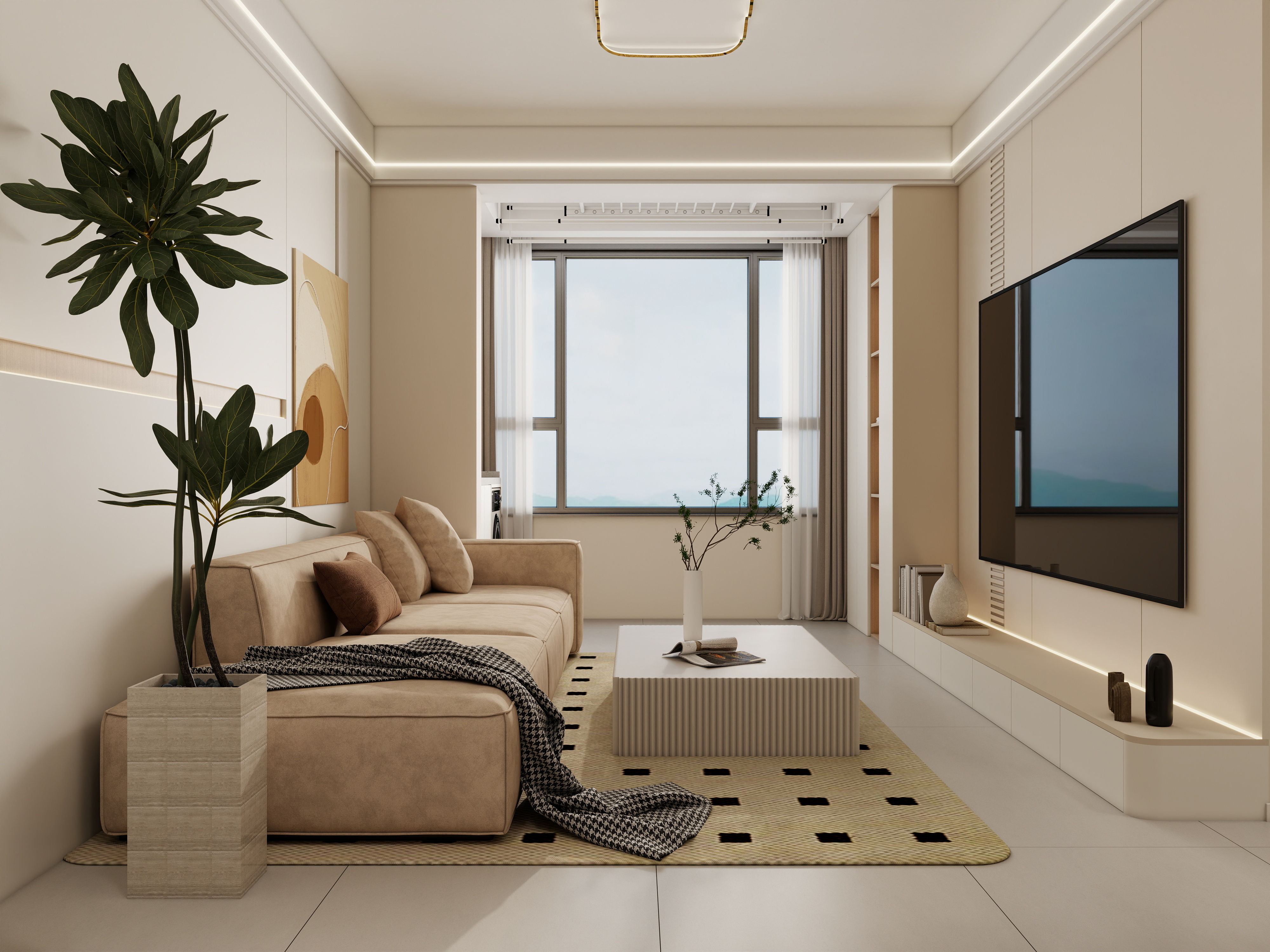 李佳洋-金域阳光80平奶油原木风3室装修效果图