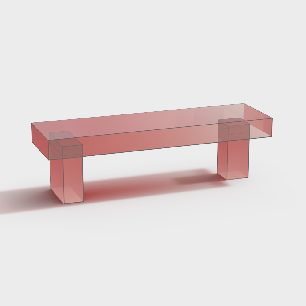 现代亚克力粉色长凳3D模型