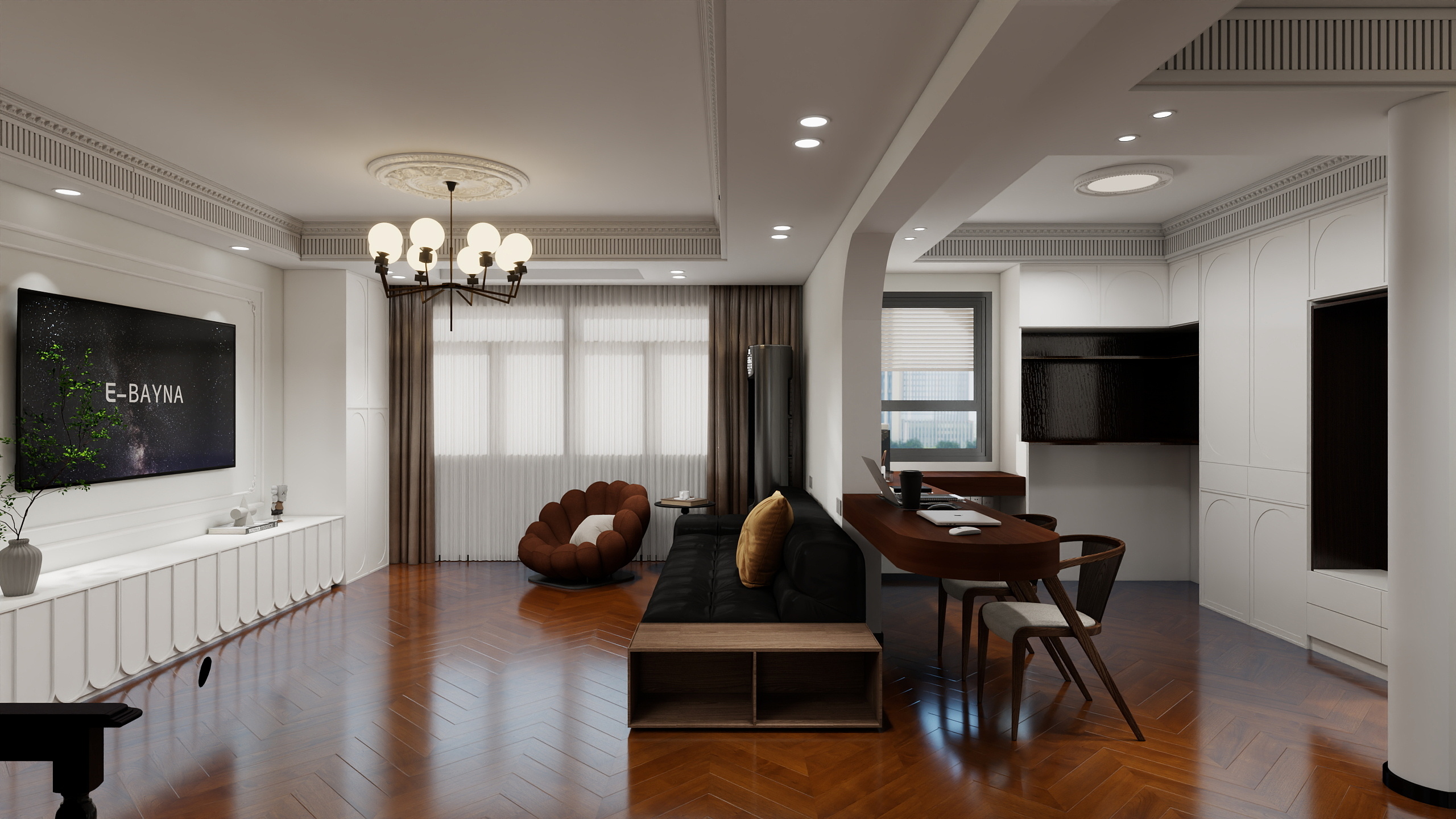 击岸浪BViN-139三室两卫两厅一厨装修效果图