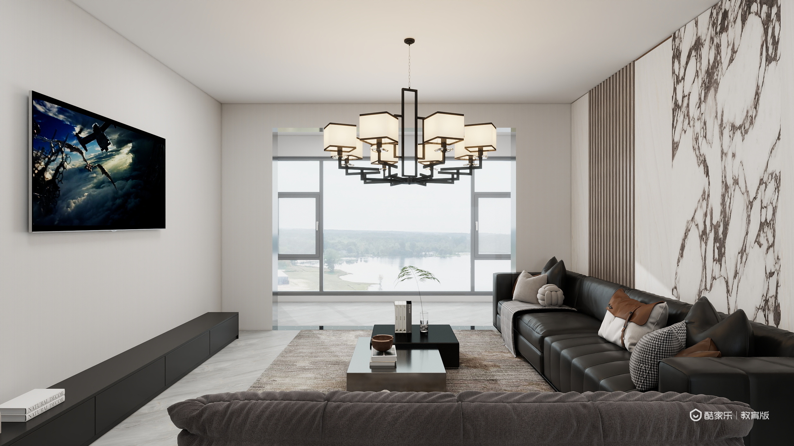 历歌-平顶山工业职业技术学院  李金香2一层客餐厅装修效果图第2张