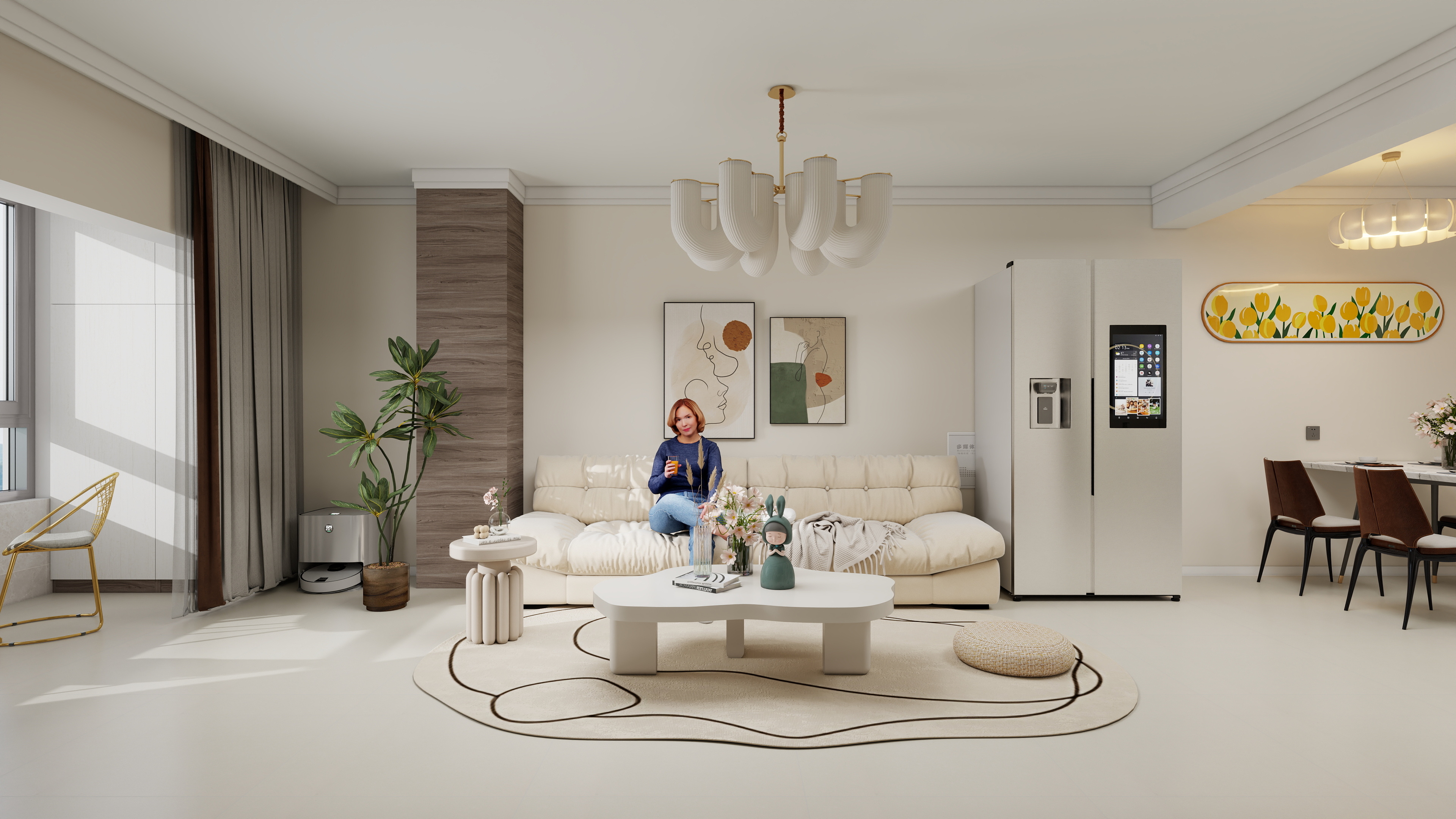 君子兰IP-北梁新区南四区奶油风81㎡2室-装修设计方案