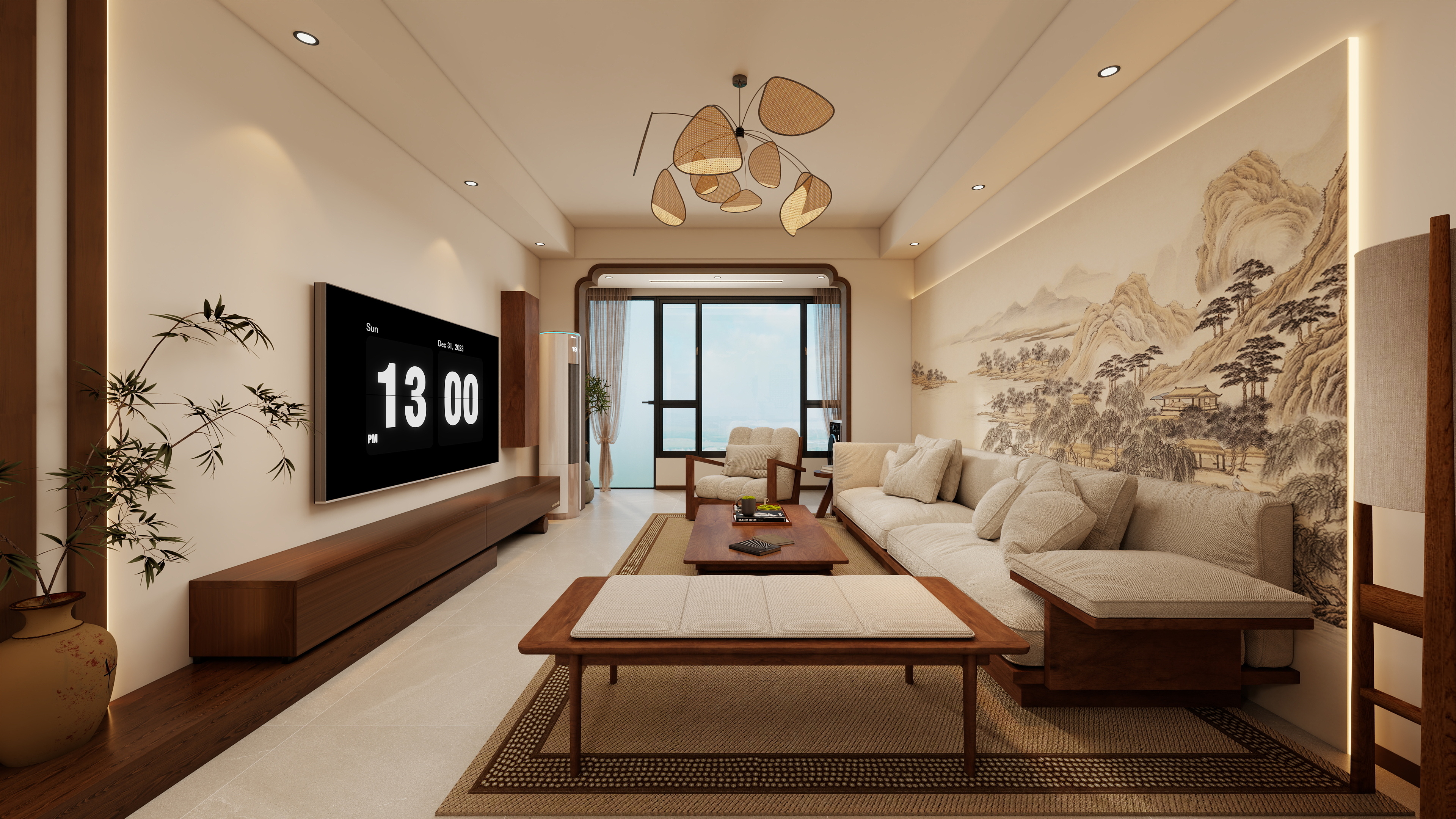 果乐设计-93方宋氏美学风格三居室装修效果图