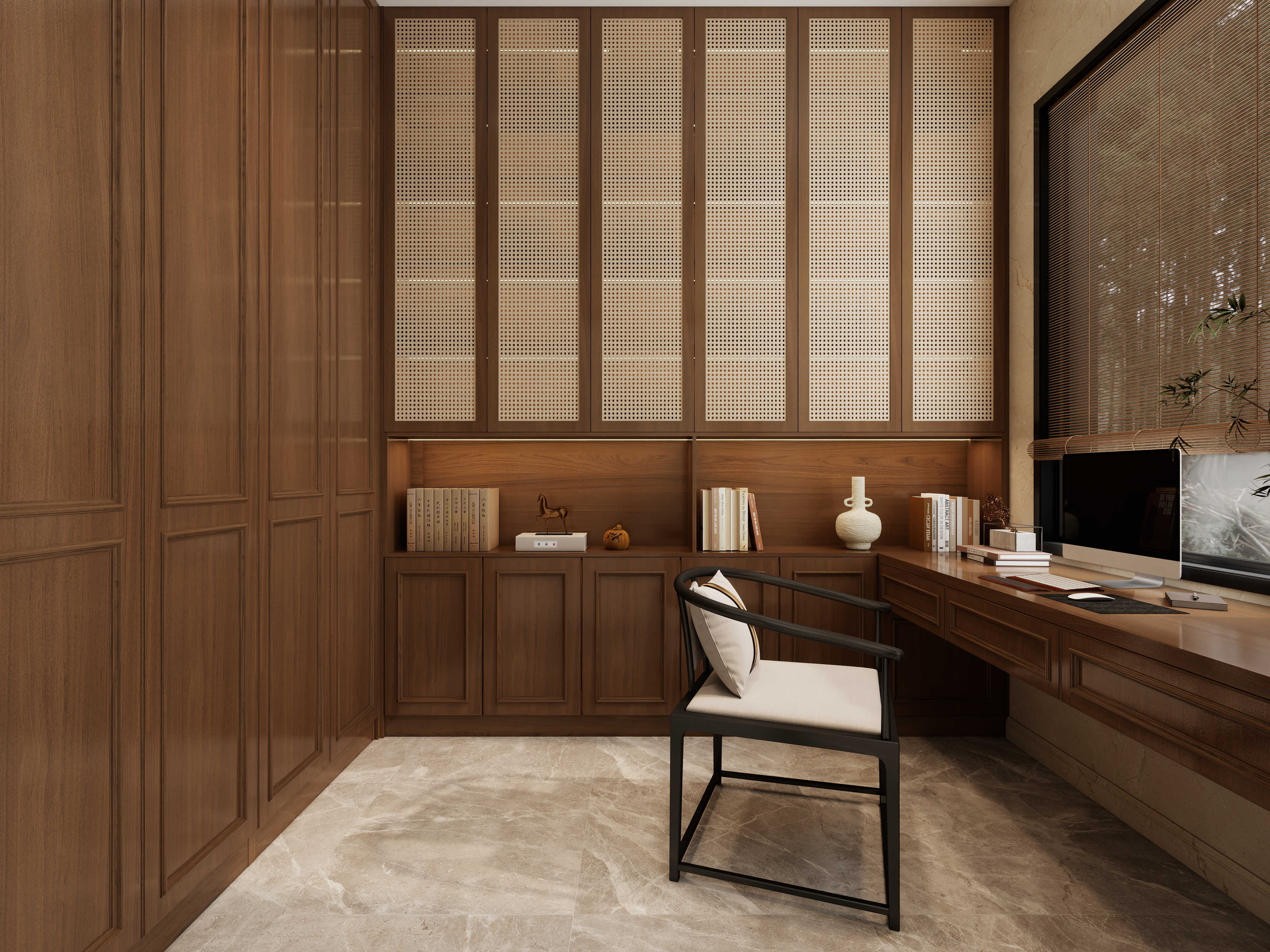 孙有权-『2025-5』8平丨新中式书房装修效果图