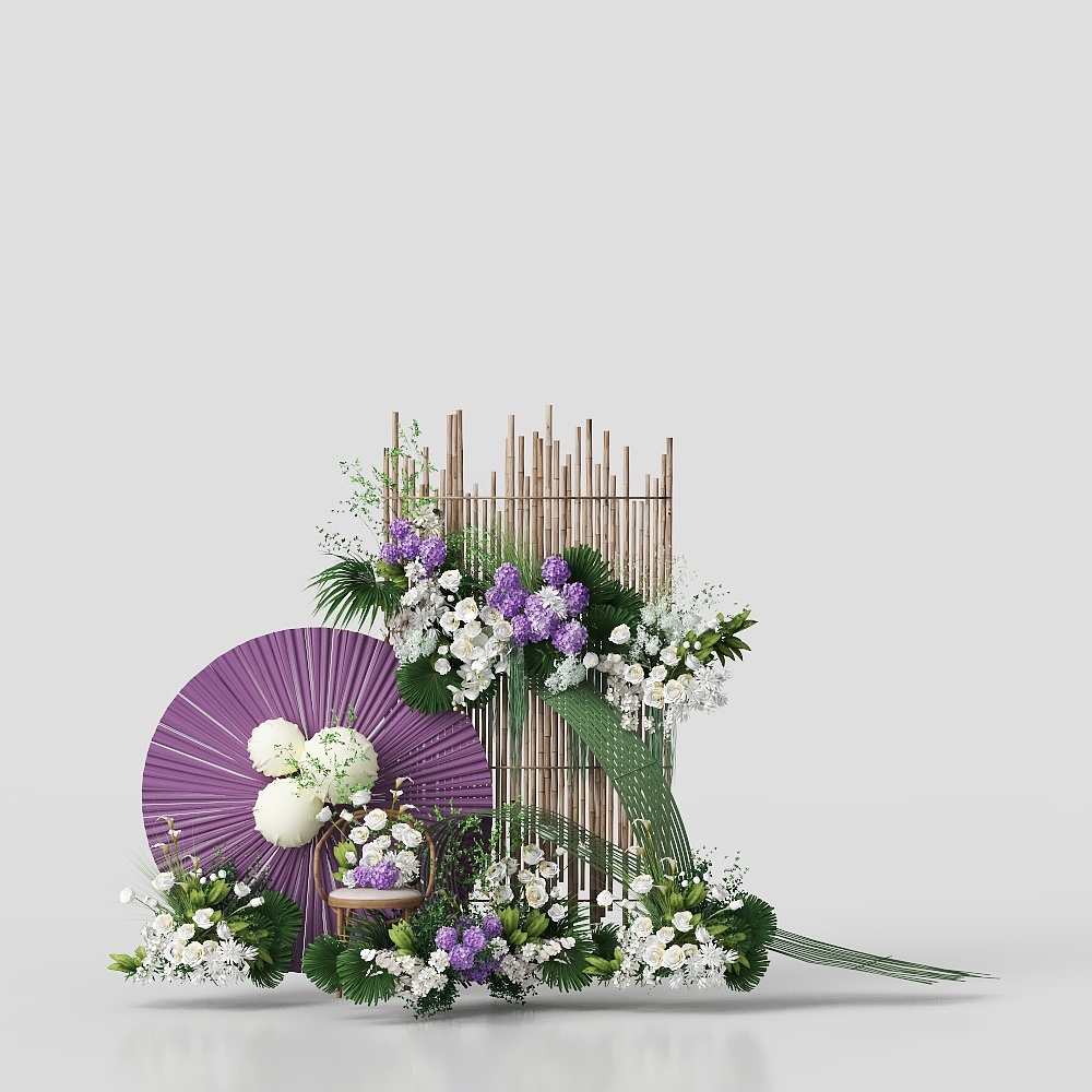 现代婚礼花艺美陈3D模型