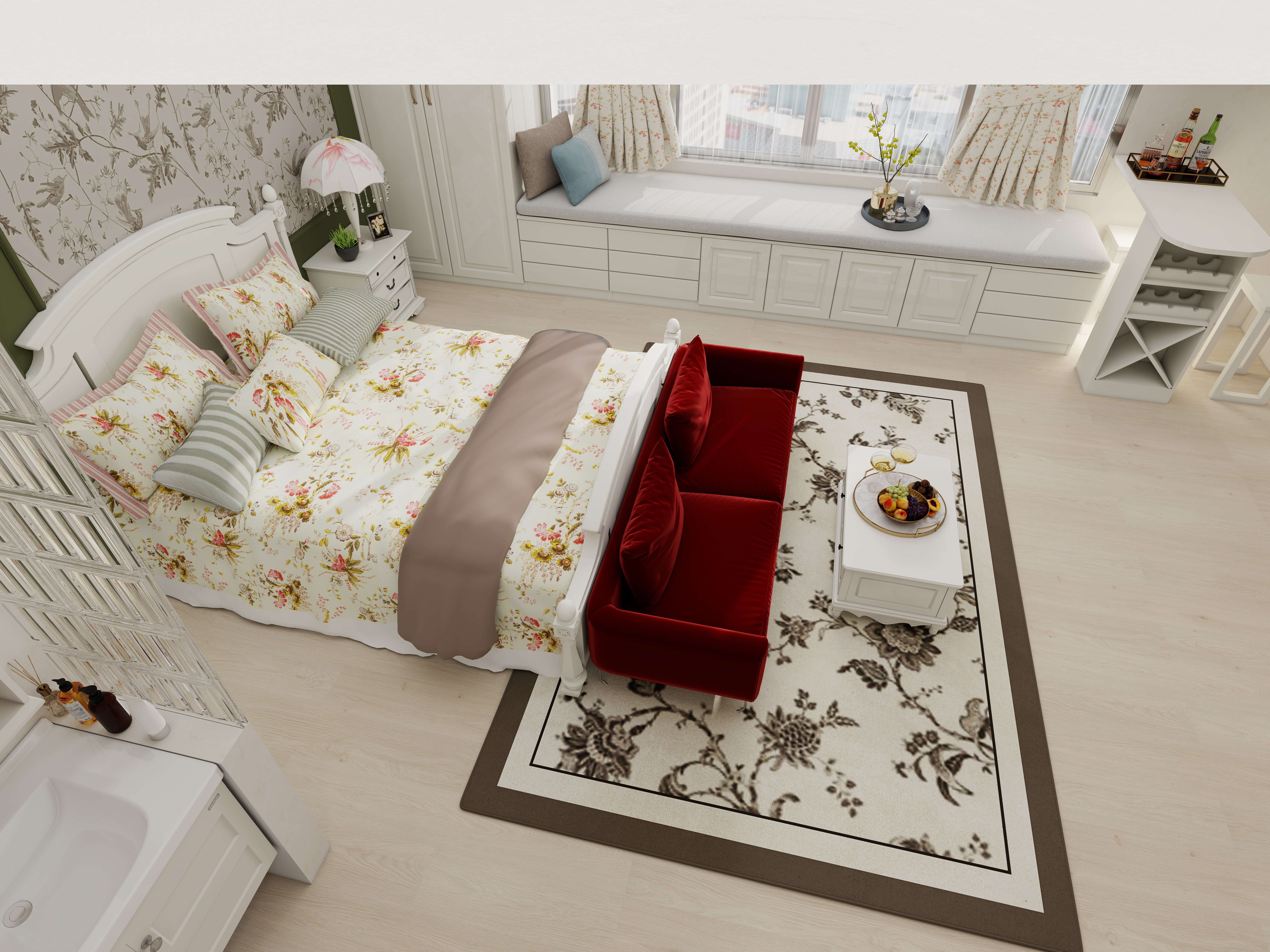 雯艺设计-美式 法式 混合式 乱搭 复古 主卧装修效果图