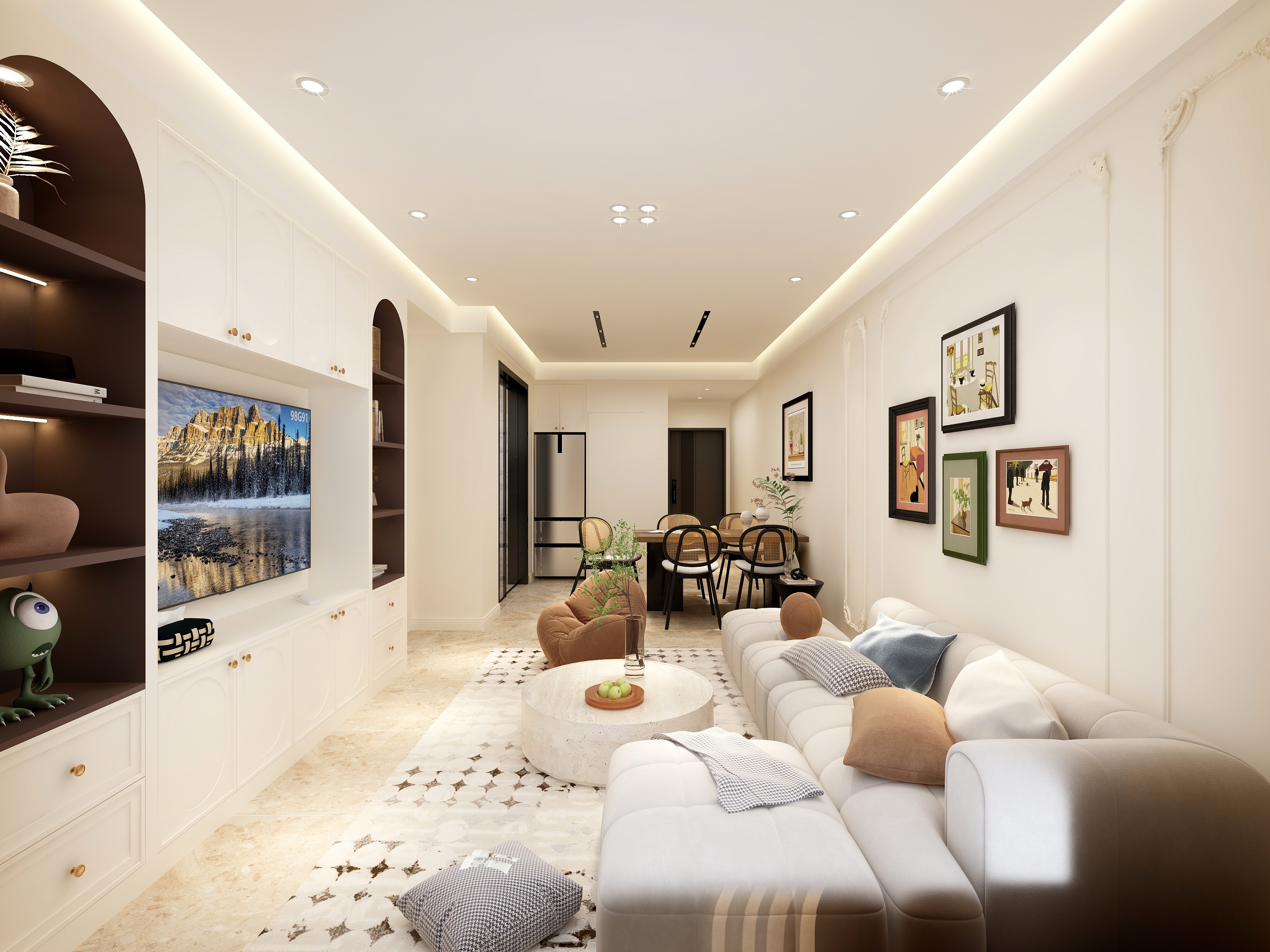 何宗建-《班芙小镇》95平法式复古三居装修效果图