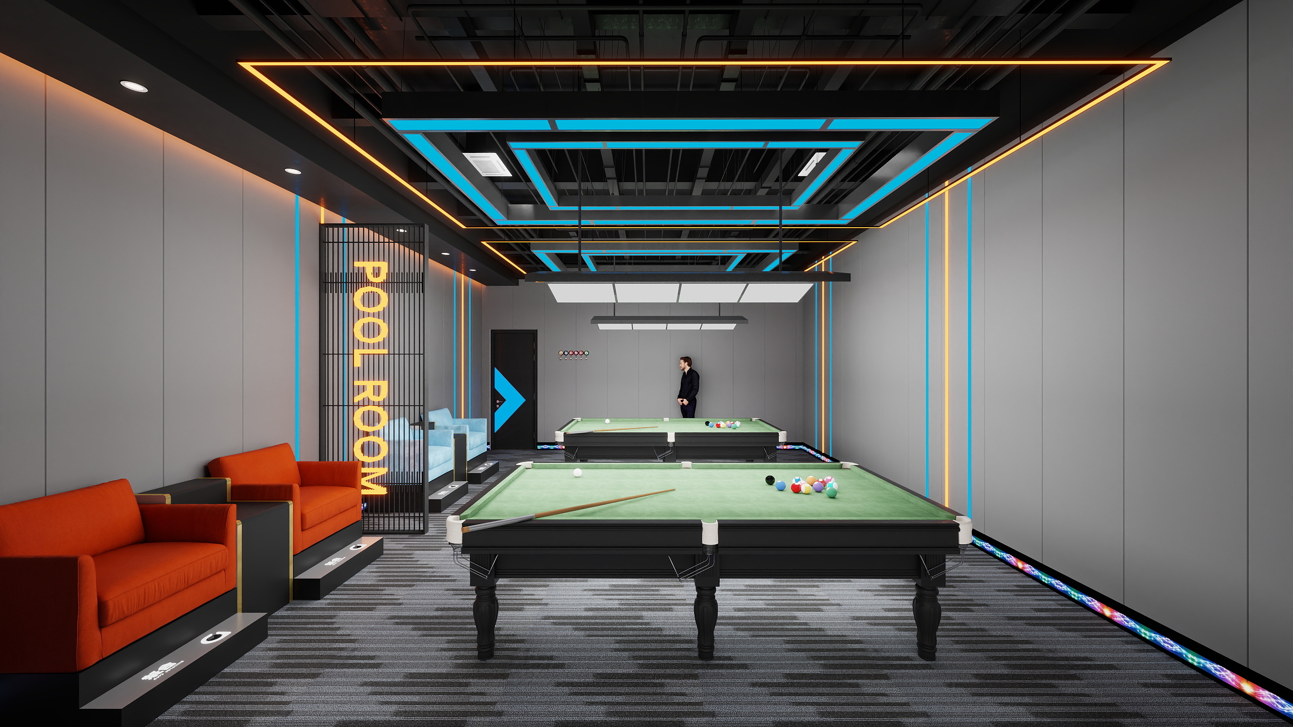 专业设计师YU-台球棋牌室-装修设计方案