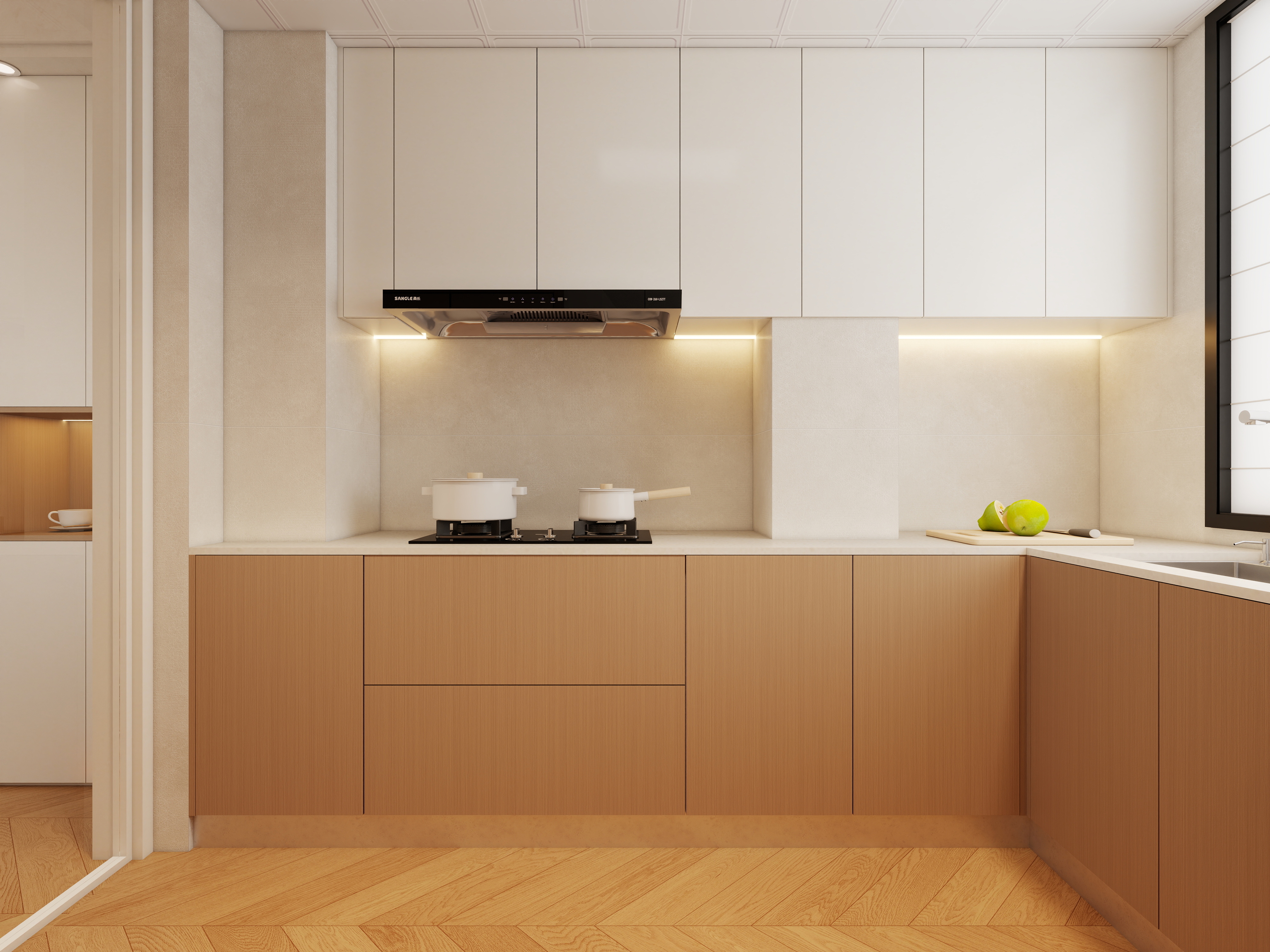 孙有权-『2025-5』40平丨奶油原木风客餐厅+厨房装修效果图