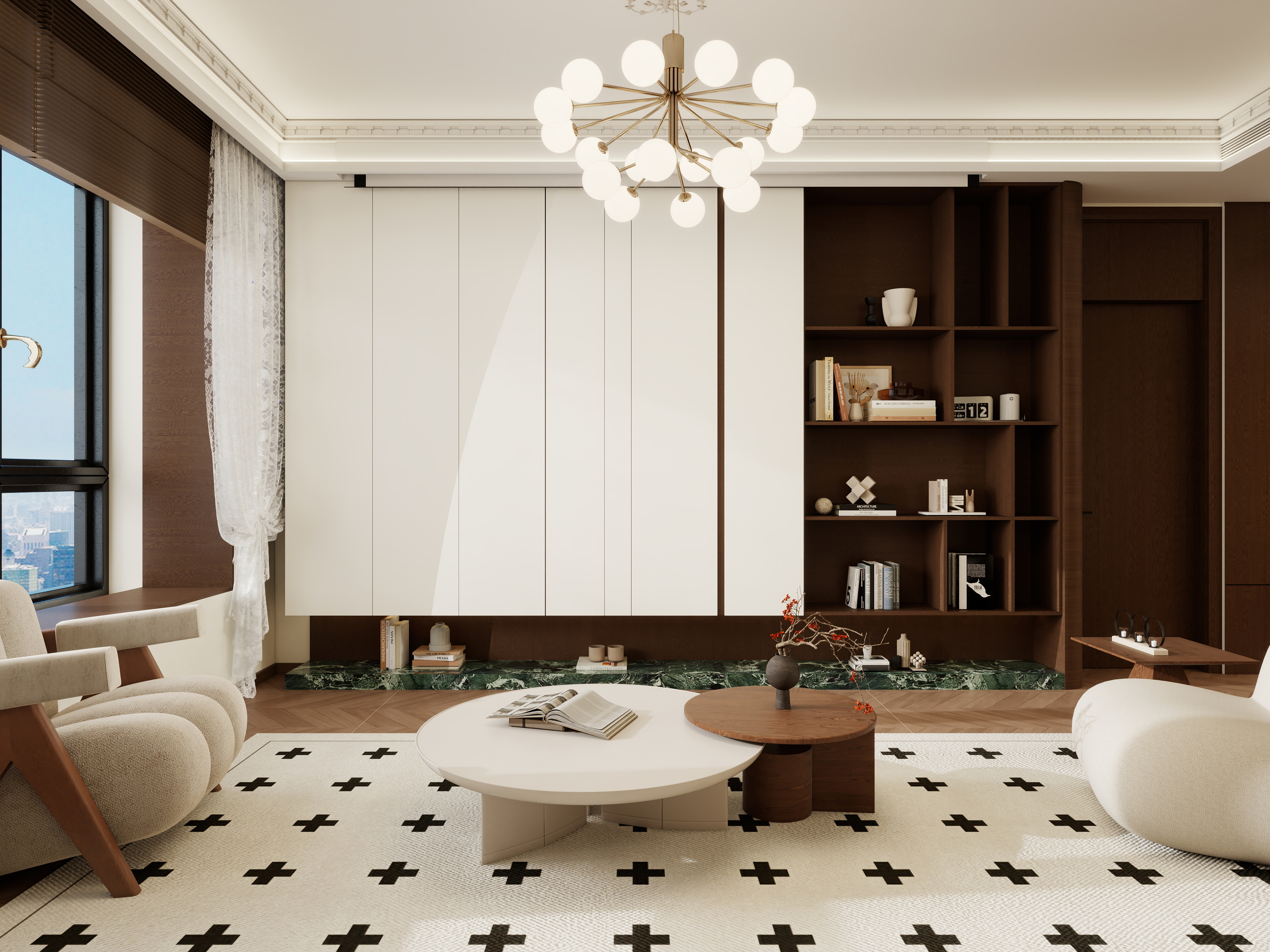 星空设计500一套-中古风158㎡4室装修效果图