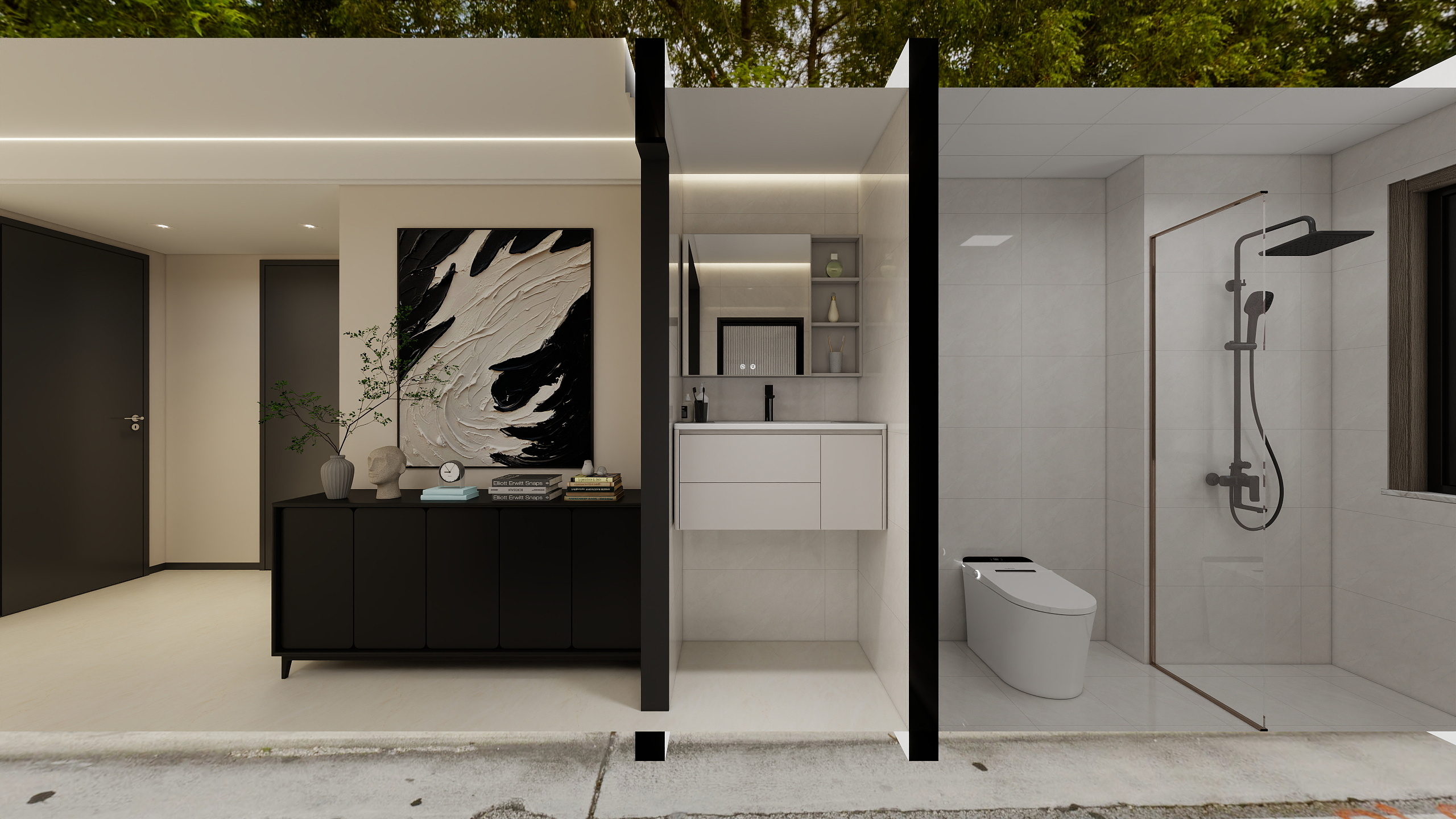 轻半度-5.16帅气图图1意式极简风全景效果图+施工图-装修设计方案