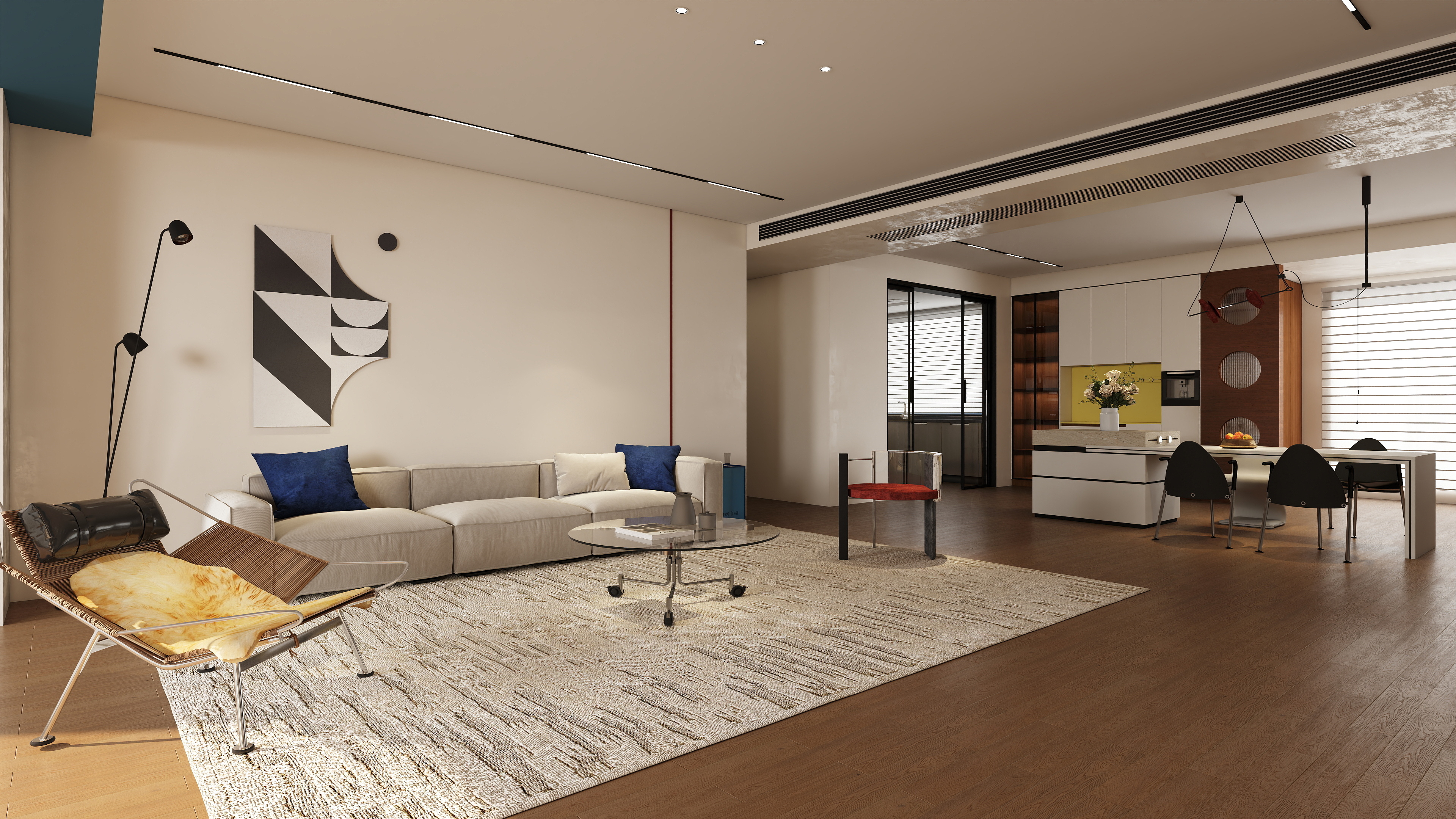 大金空调官方-「几何叙事」180㎡大平层｜包豪斯主义融合中古岁月装修效果图