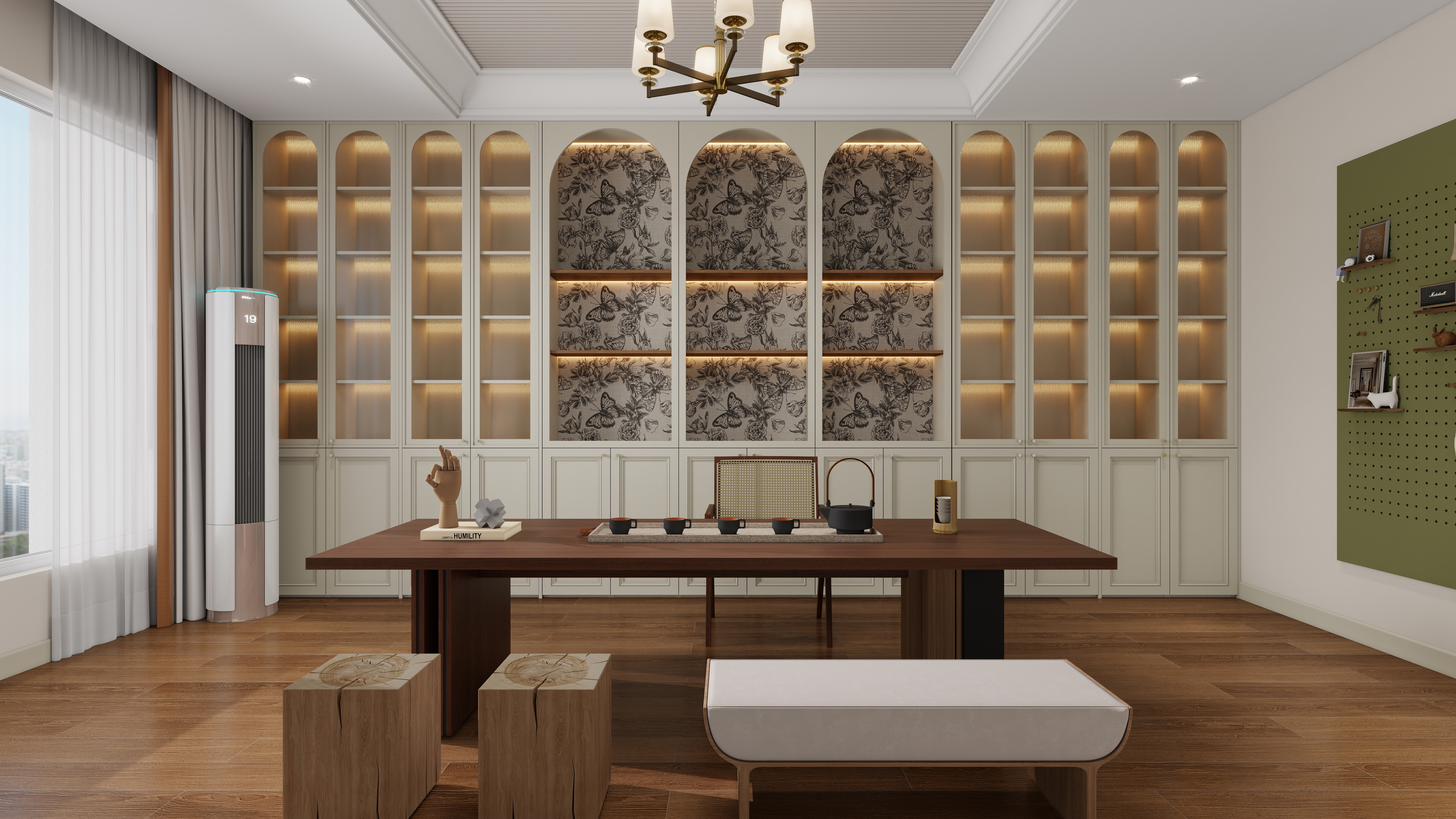 张岩-鹿鸣湾复式楼美式田园一层多功能室装修效果图第1张